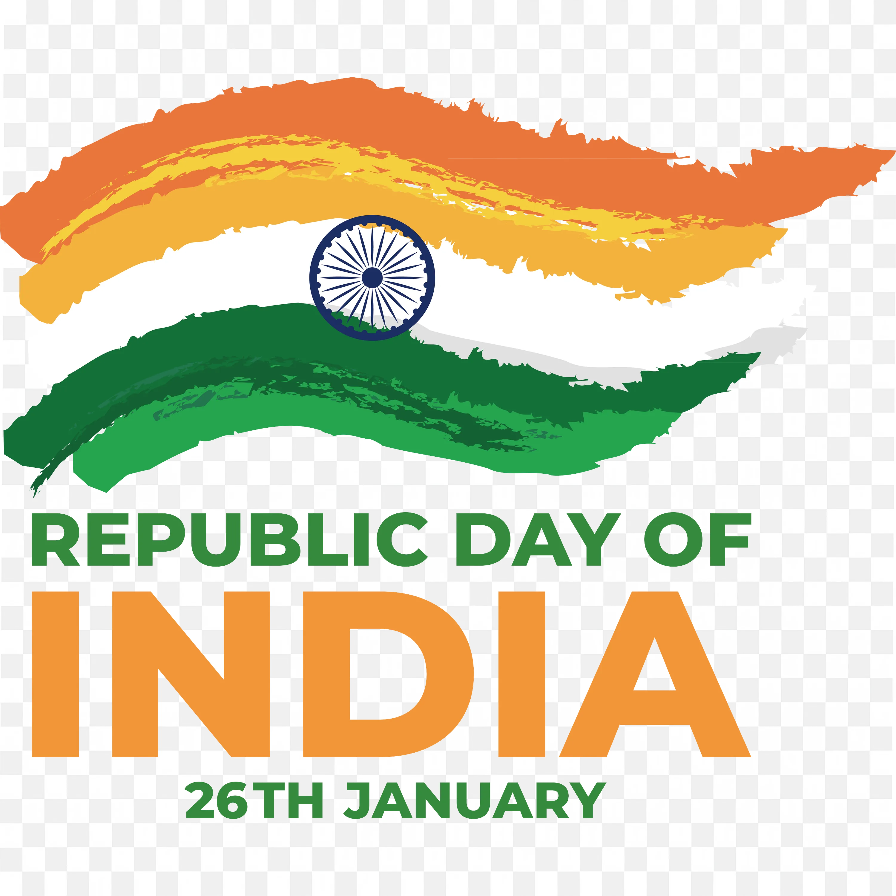 Brush Stroke Indian Tricolor with Republic Day of India Text