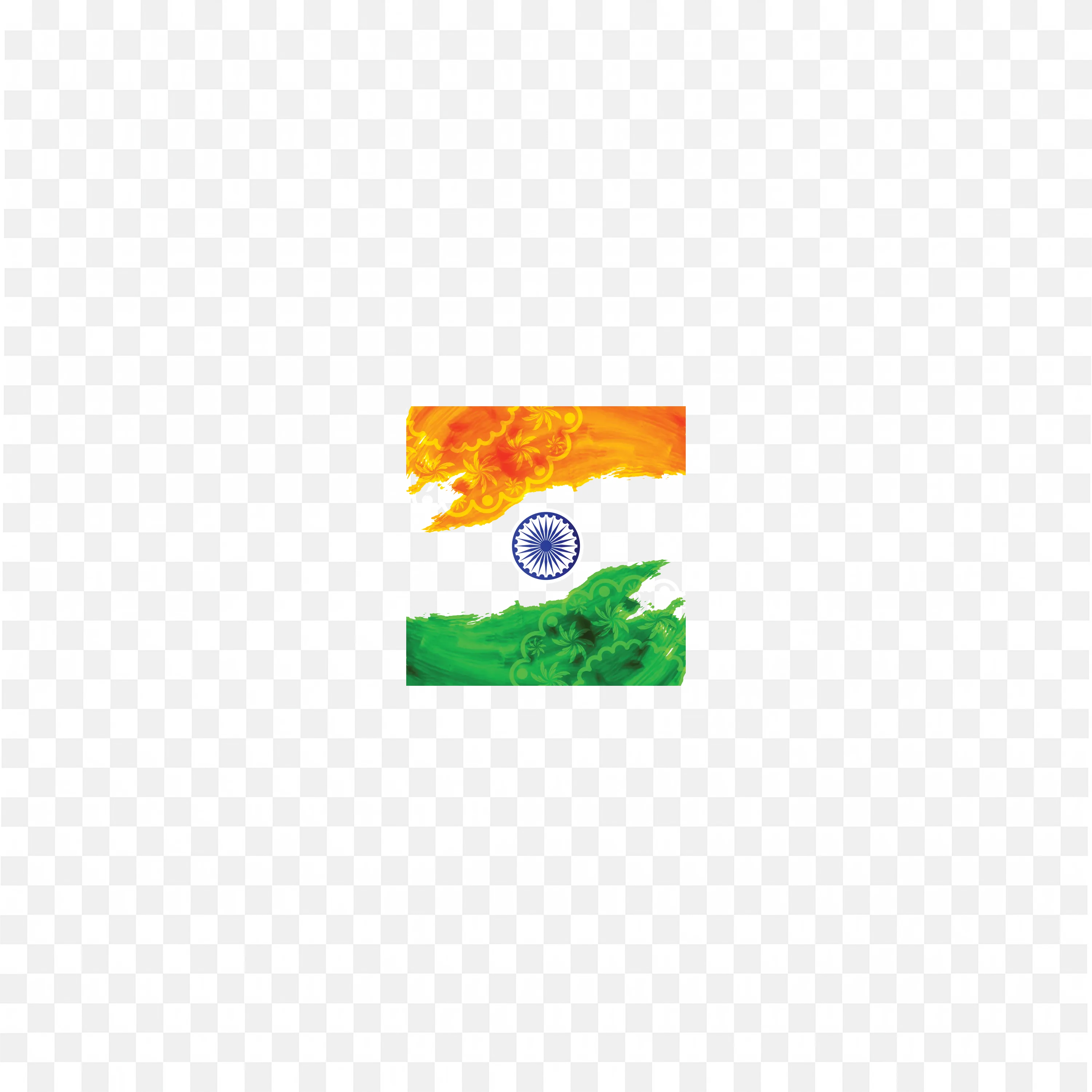 Cloud and Grass Style Indian Flag with Ashoka Chakra PNG