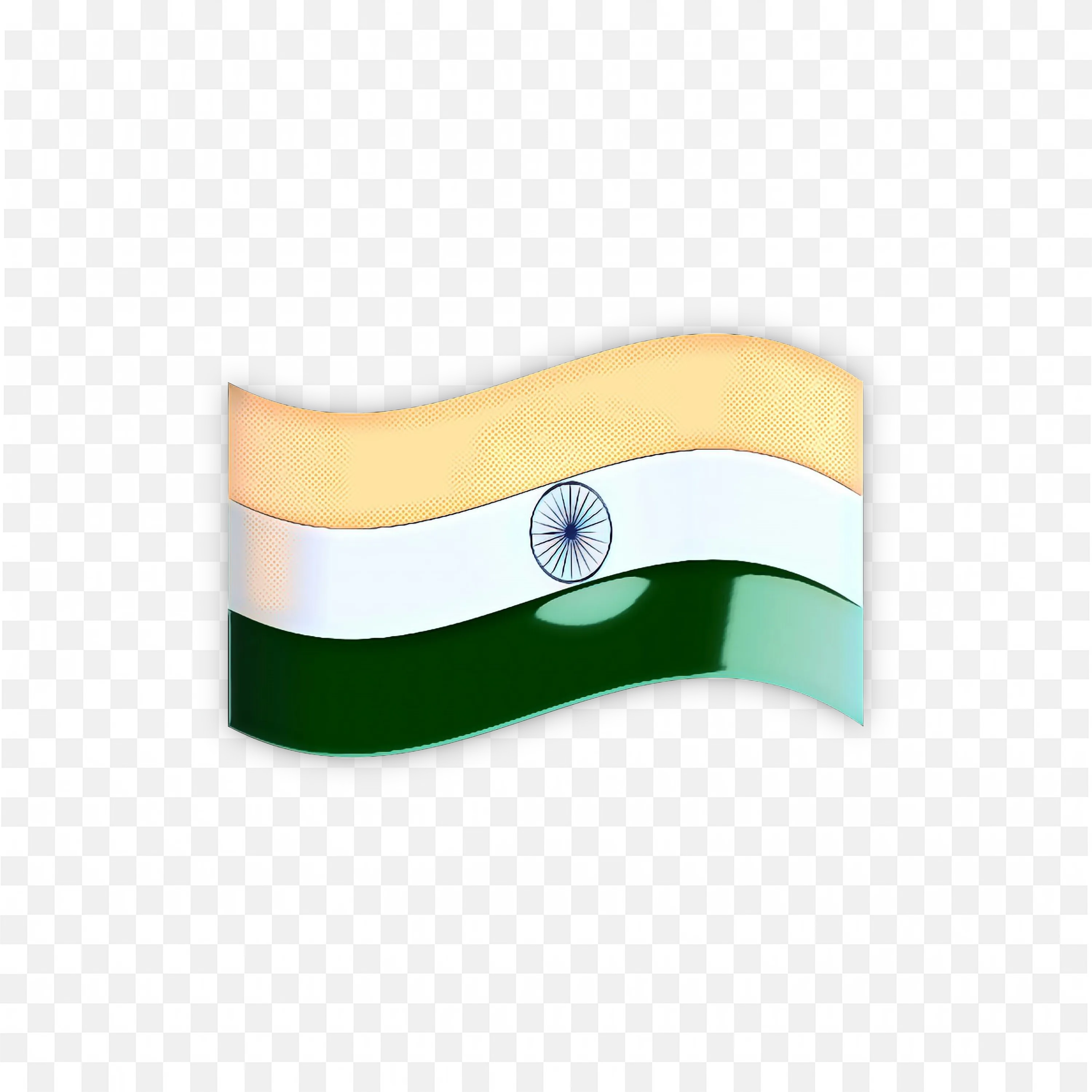 Curved Waving Indian Flag with Ashoka Chakra PNG Download