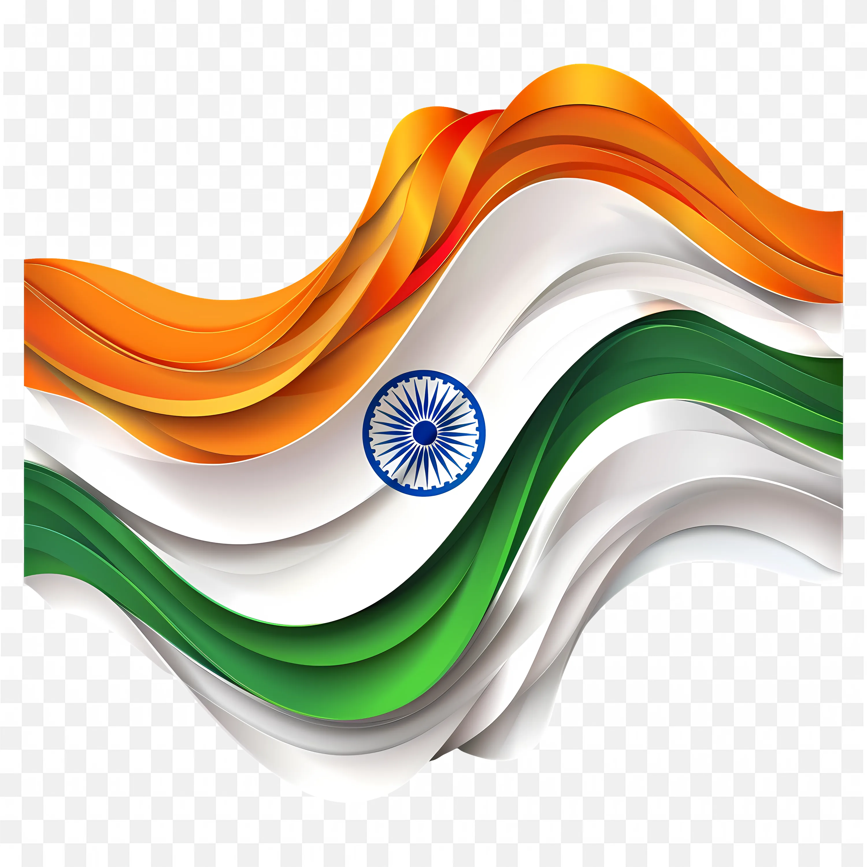 Flowing Indian Flag Ribbon in Saffron White Green Colors