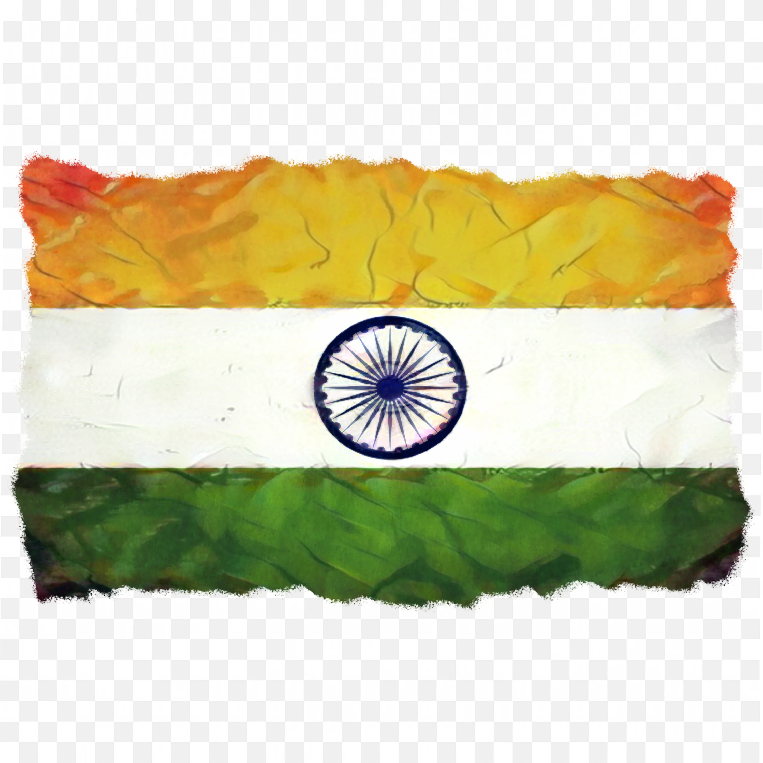 Grunge Effect Indian Flag with Ashoka Chakra Free PNG