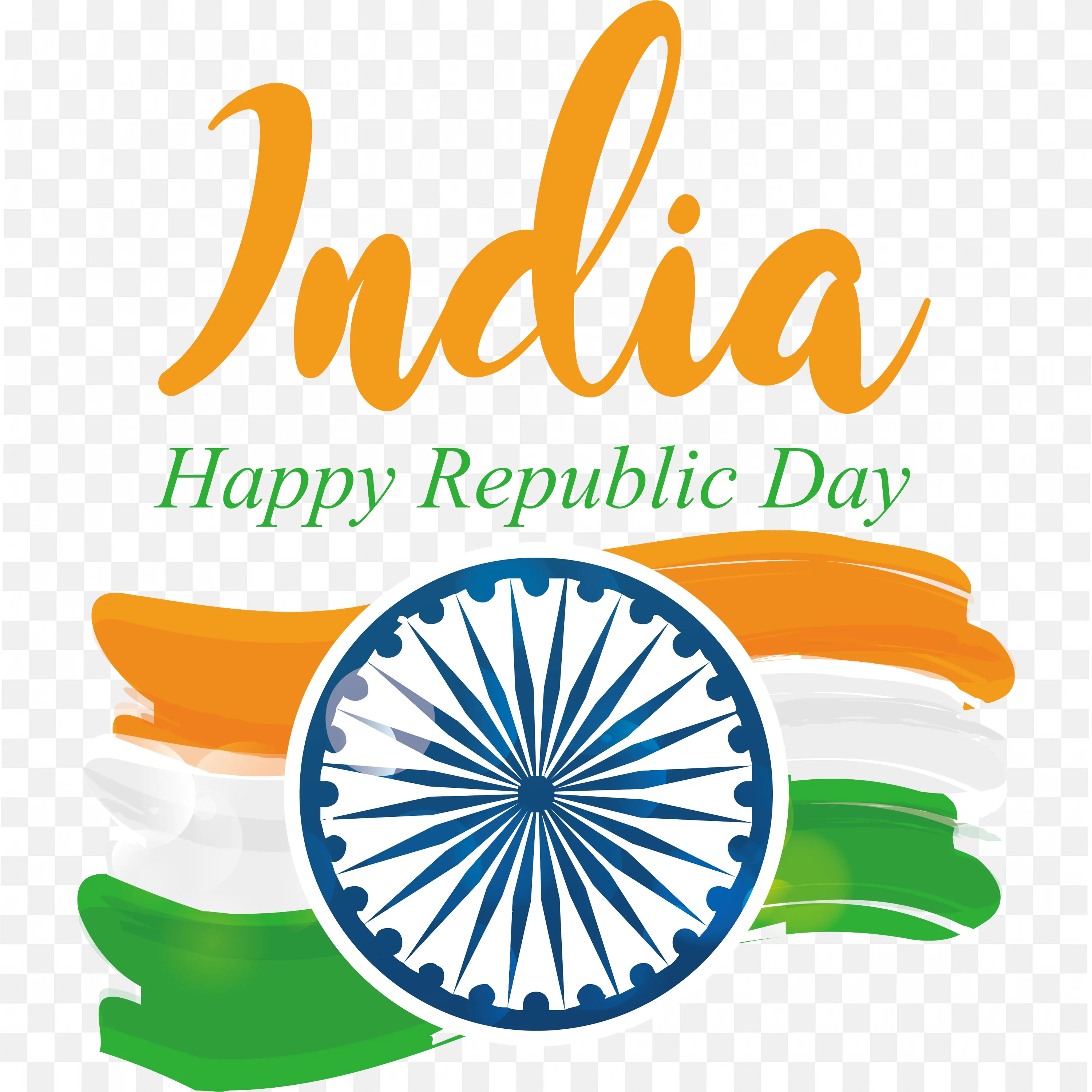 Happy Republic Day India with Ashoka Chakra Illustration