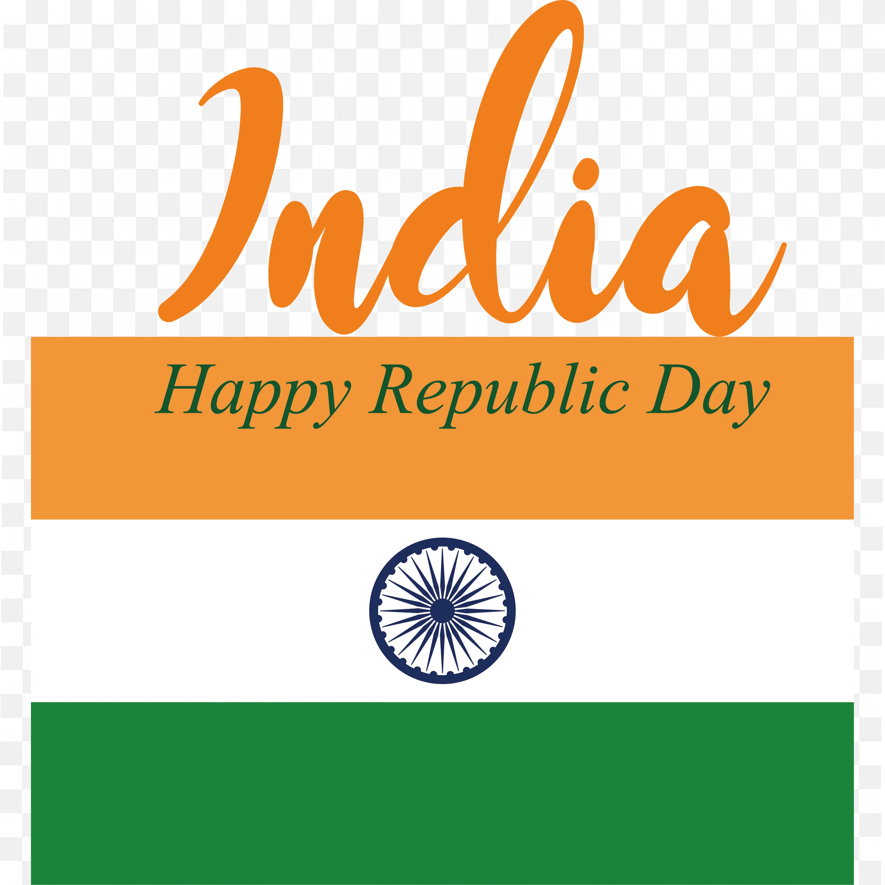 Happy Republic Day Poster with Tricolor Flag Design PNG