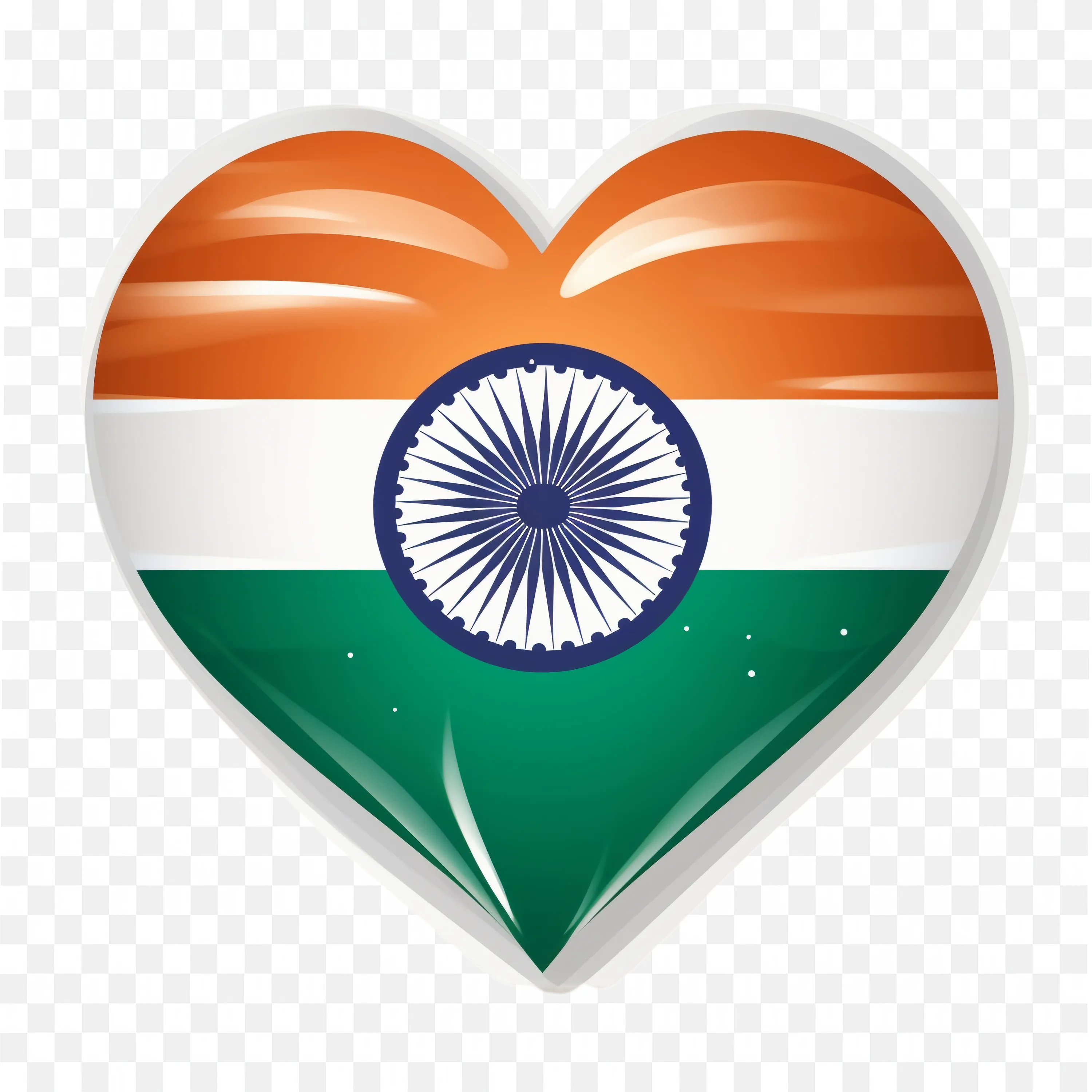 Heart Shape Indian Flag with Ashoka Chakra PNG Download