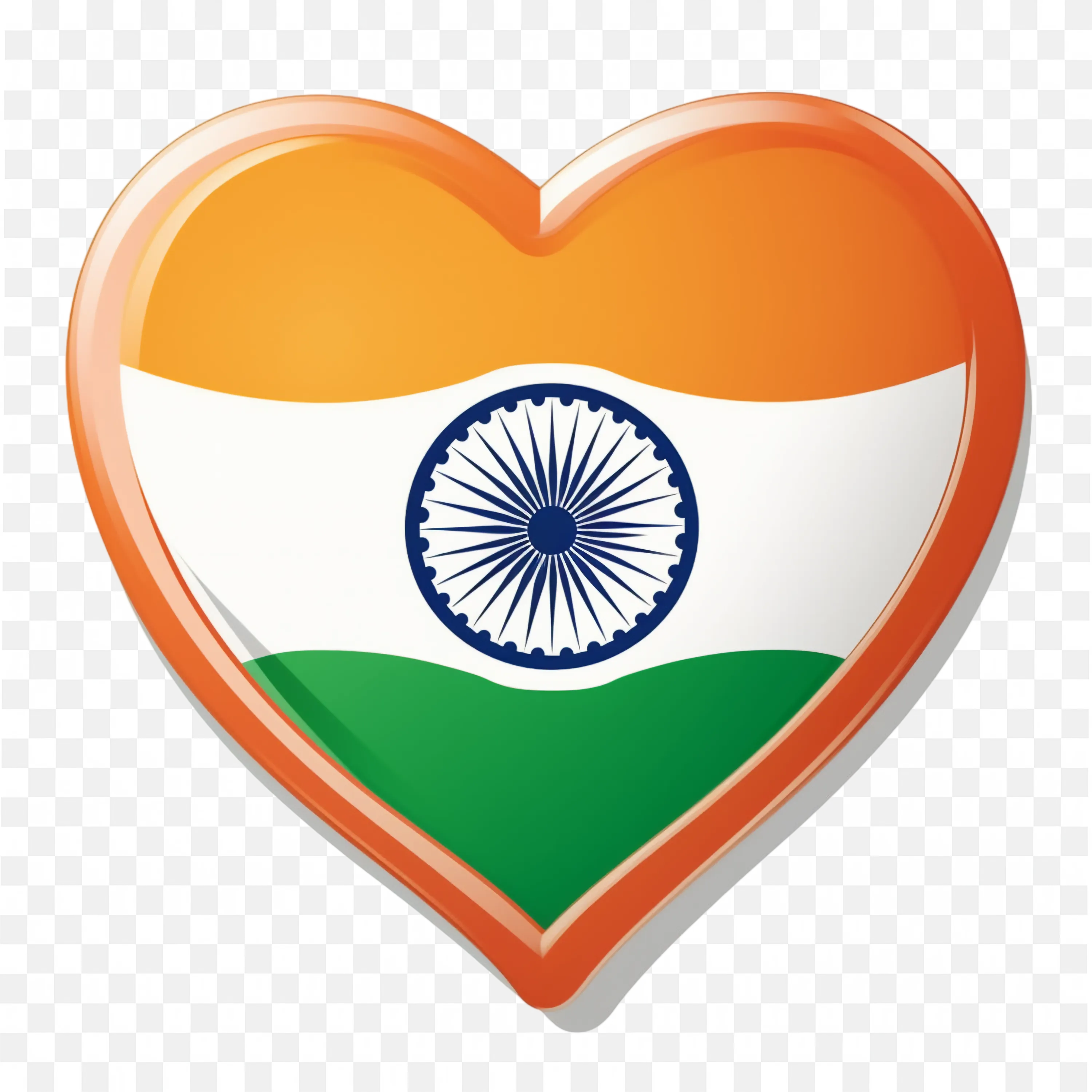 Heart Shaped Indian Flag with Ashoka Chakra in the Center