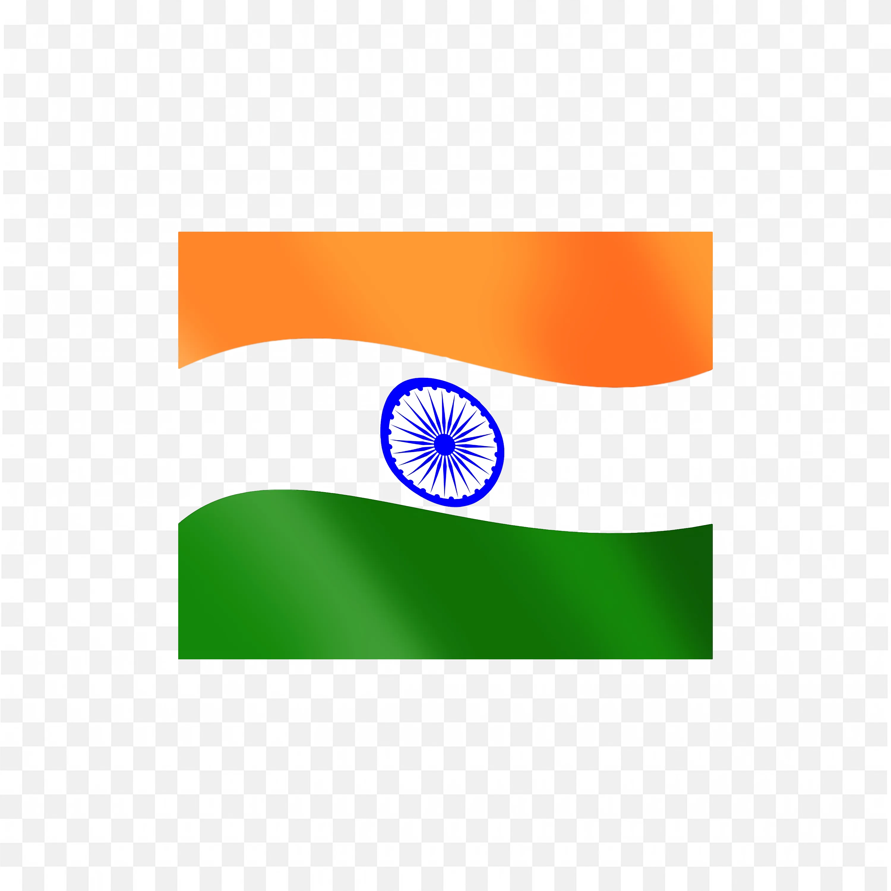 Horizontal Indian Flag with Blue Ashoka Chakra Free PNG