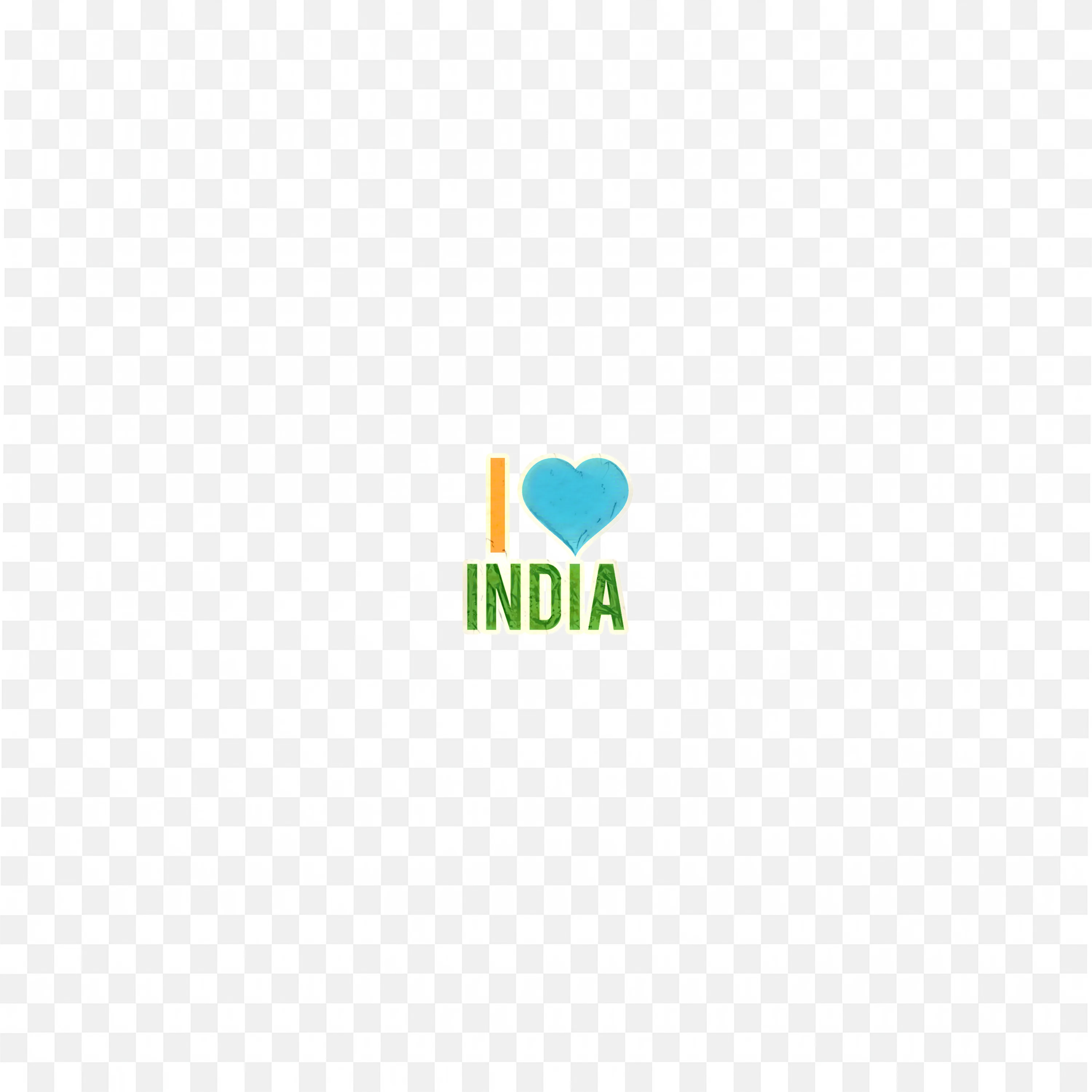I Love India Poster with Blue Heart and Bold Green INDIA Text PNG