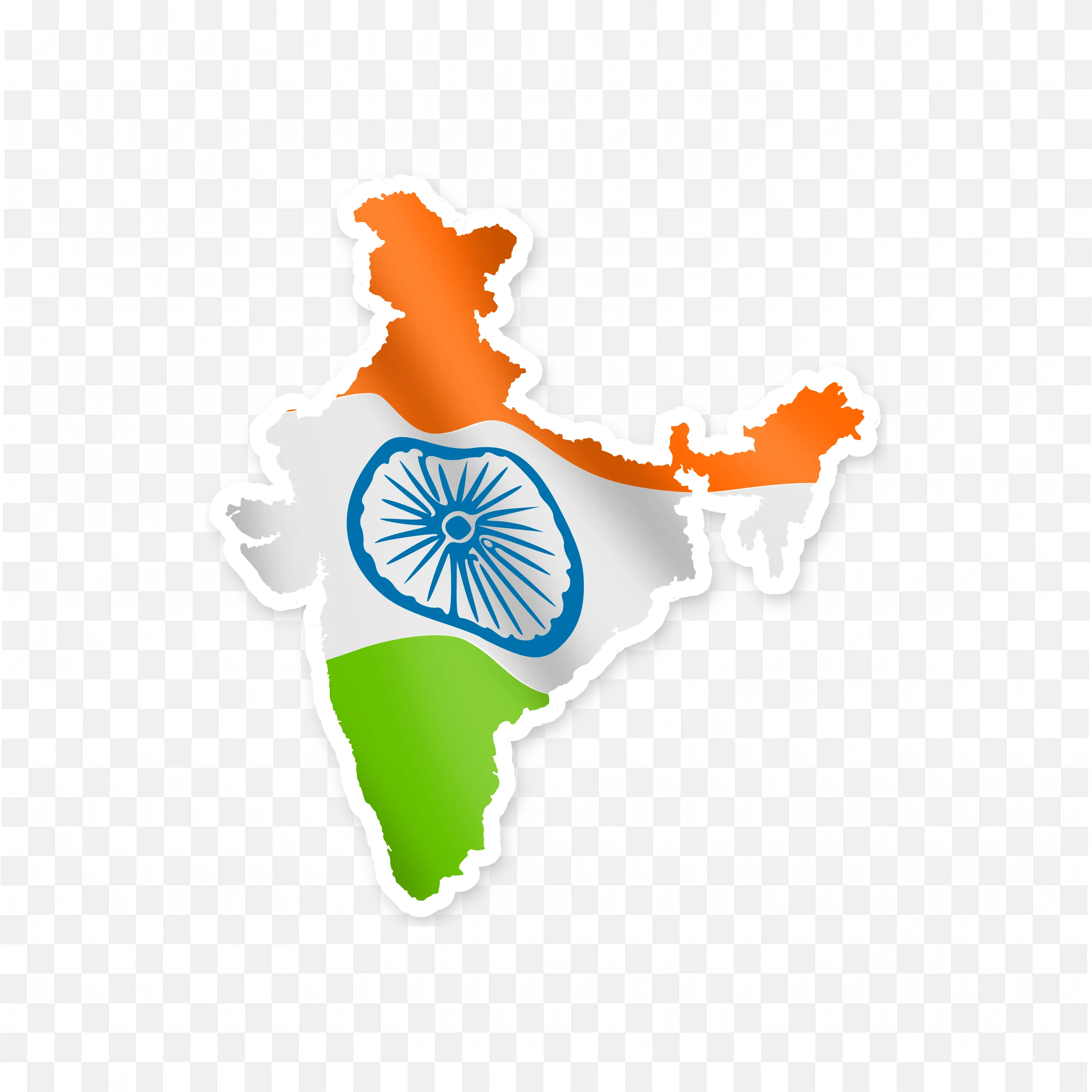 India Map Shape with Large Blue Ashoka Chakra in Center PNG