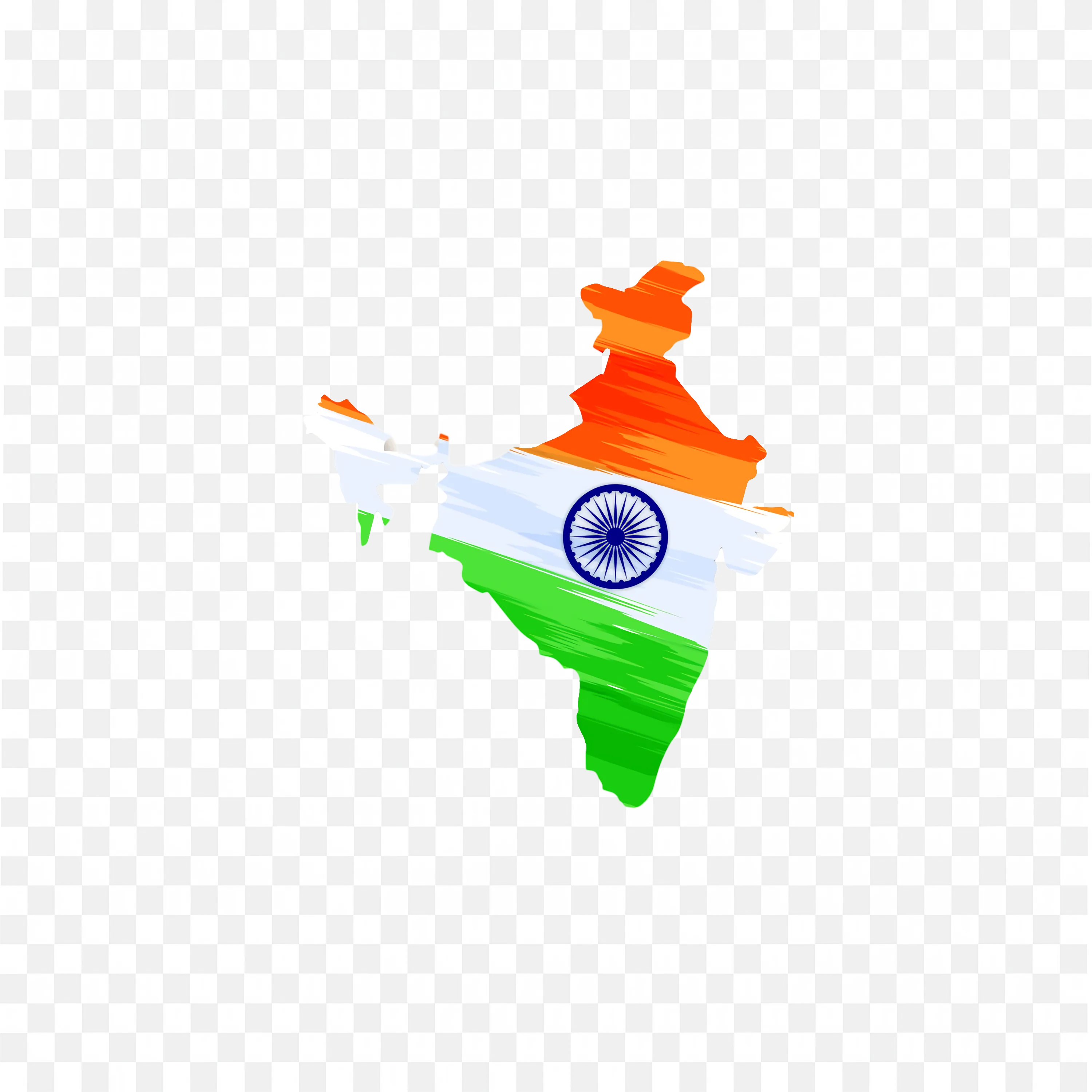 India Map with National Flag Colors and Ashoka Chakra Center PNG