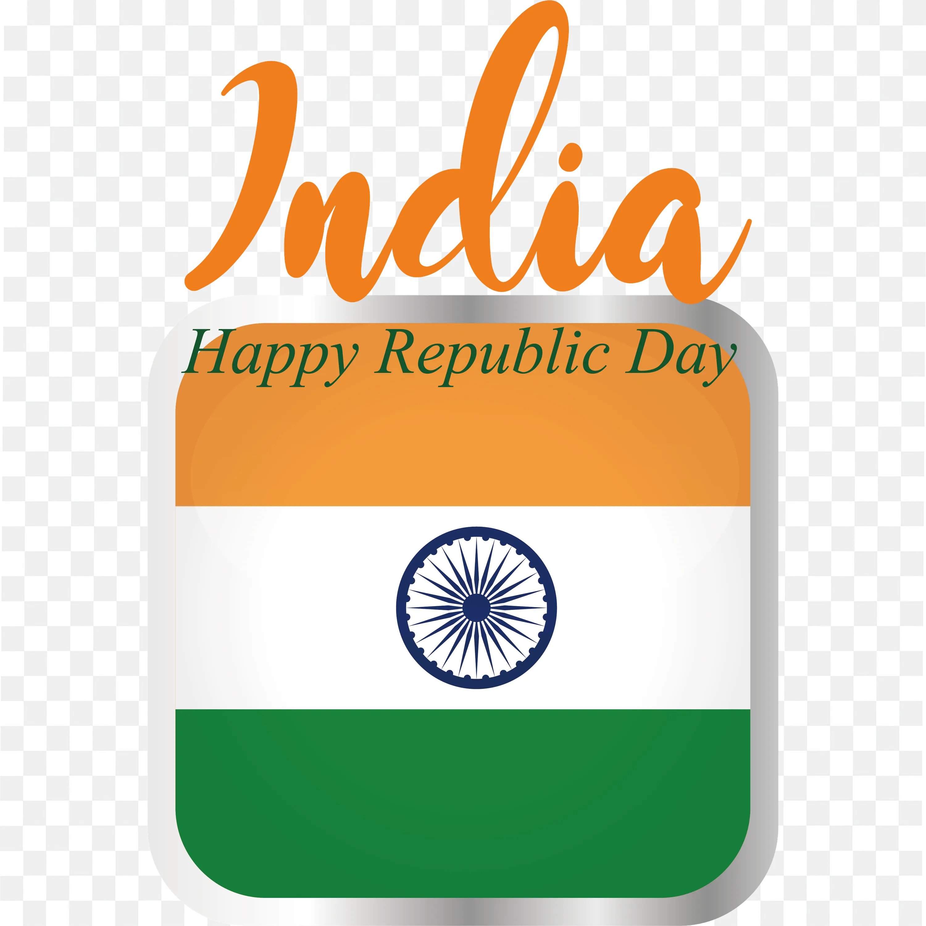 India Text Poster with Indian Flag and Ashoka Chakra PNG