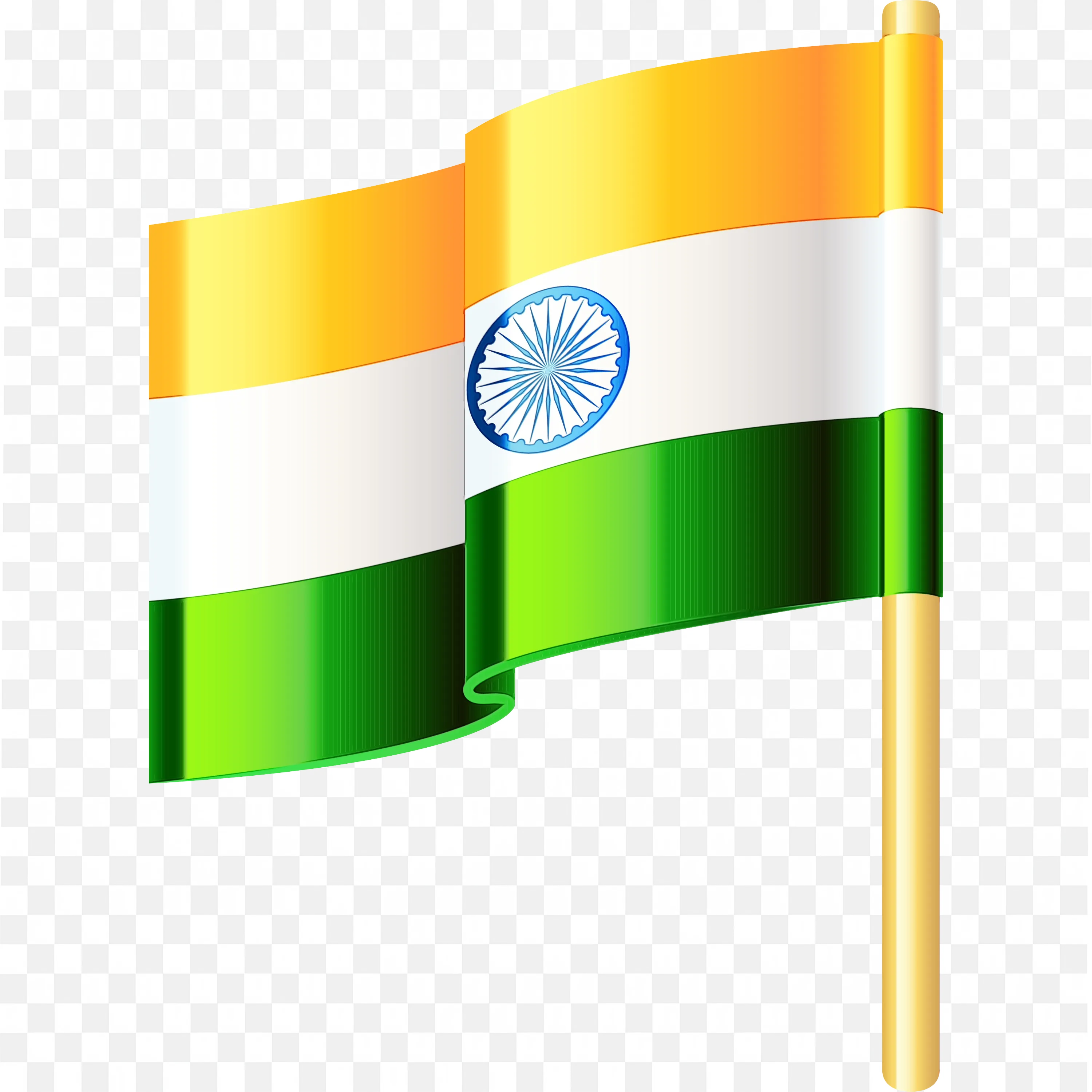 Indian Tricolor Flag Waving Boldly in the Bright Golden Sunlight