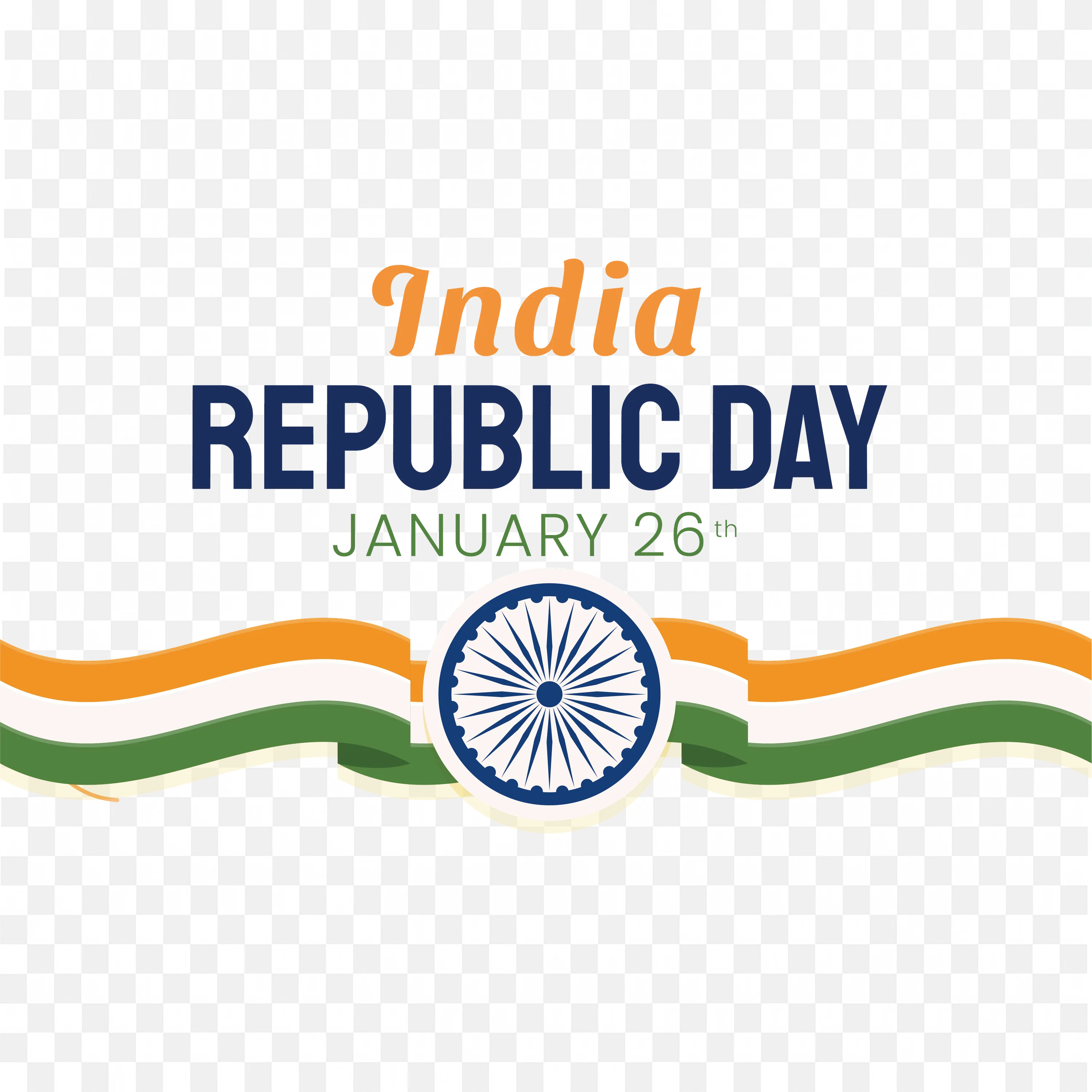 Republic Day Indian Flag with Ashoka Chakra Free PNG Download