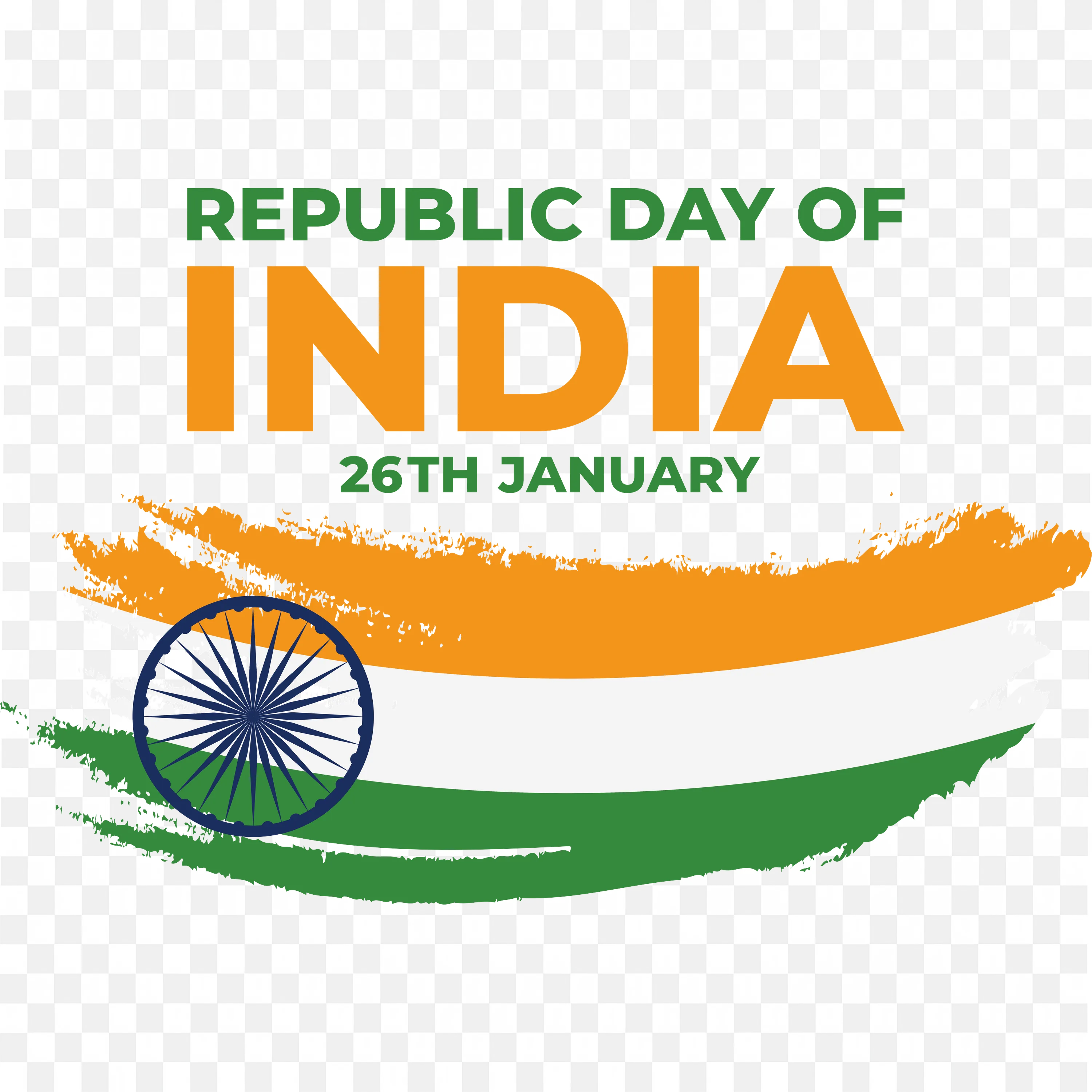 Republic Day of India 26th January Poster with Wavy Flag PNG