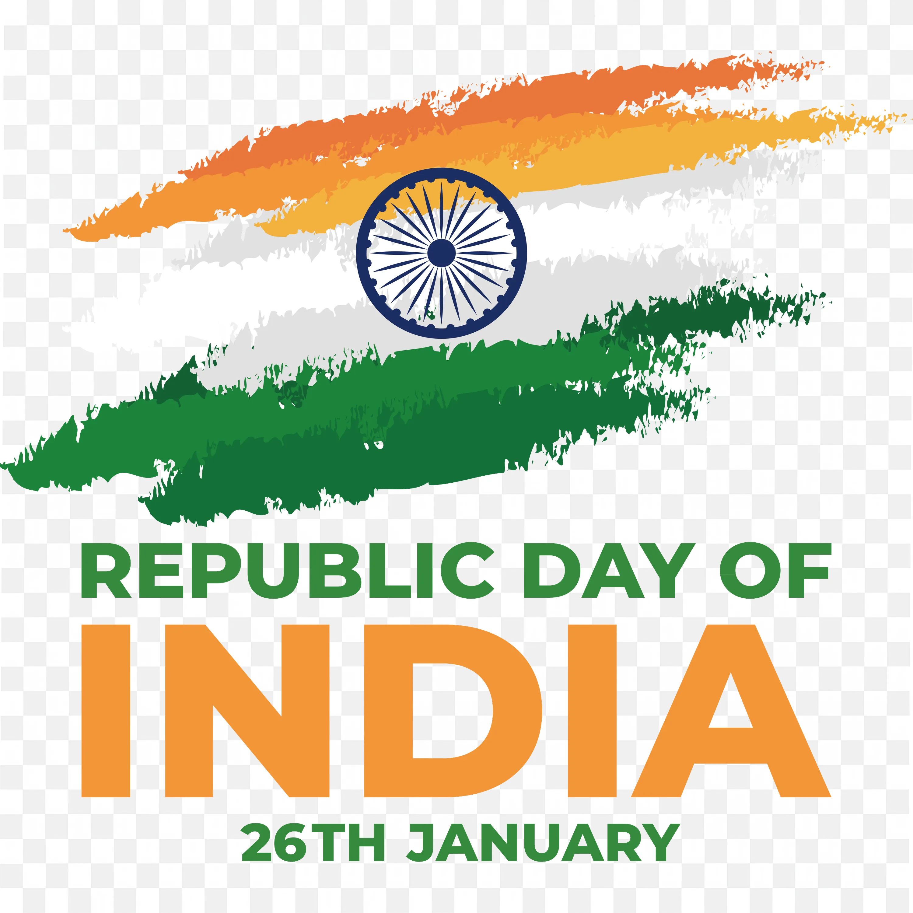 Republic Day of India with Tricolor and Ashoka Chakra PNG