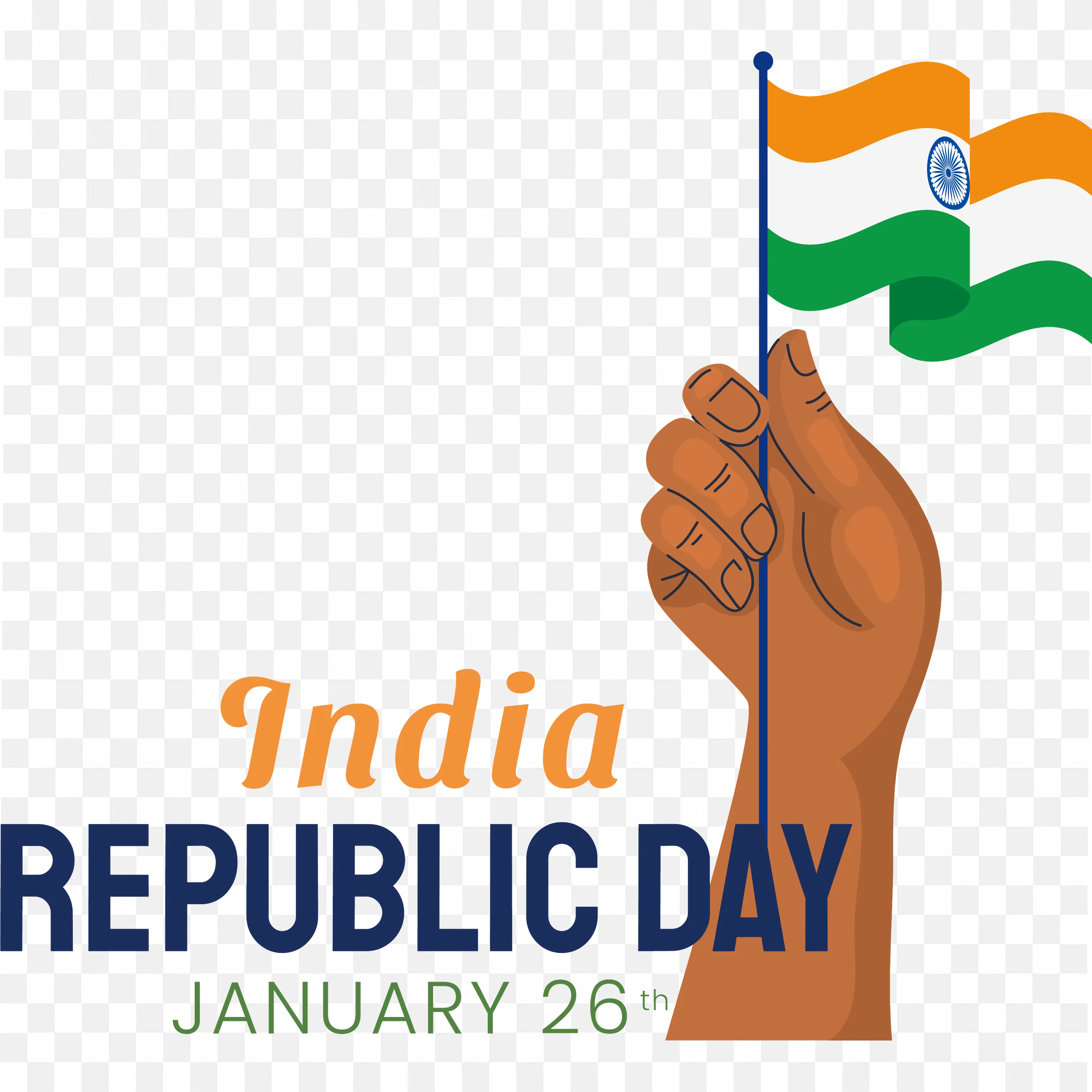 Republic Day Poster with Raised Fist Holding the Indian Flag