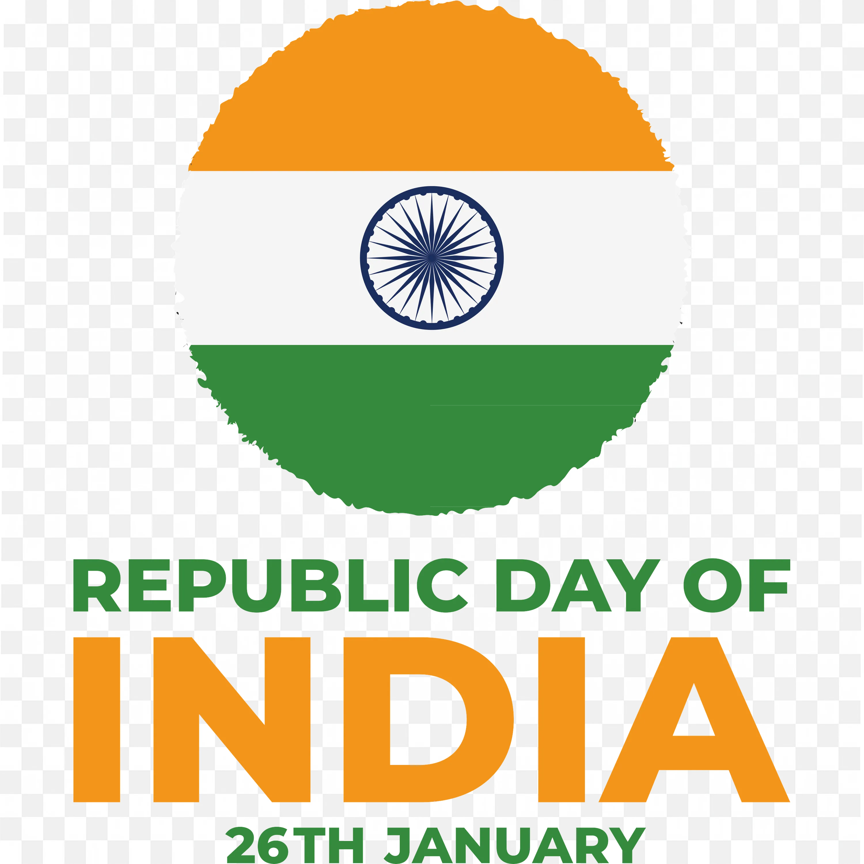 Republic Day Poster with Round Tricolor and Ashoka Chakra PNG