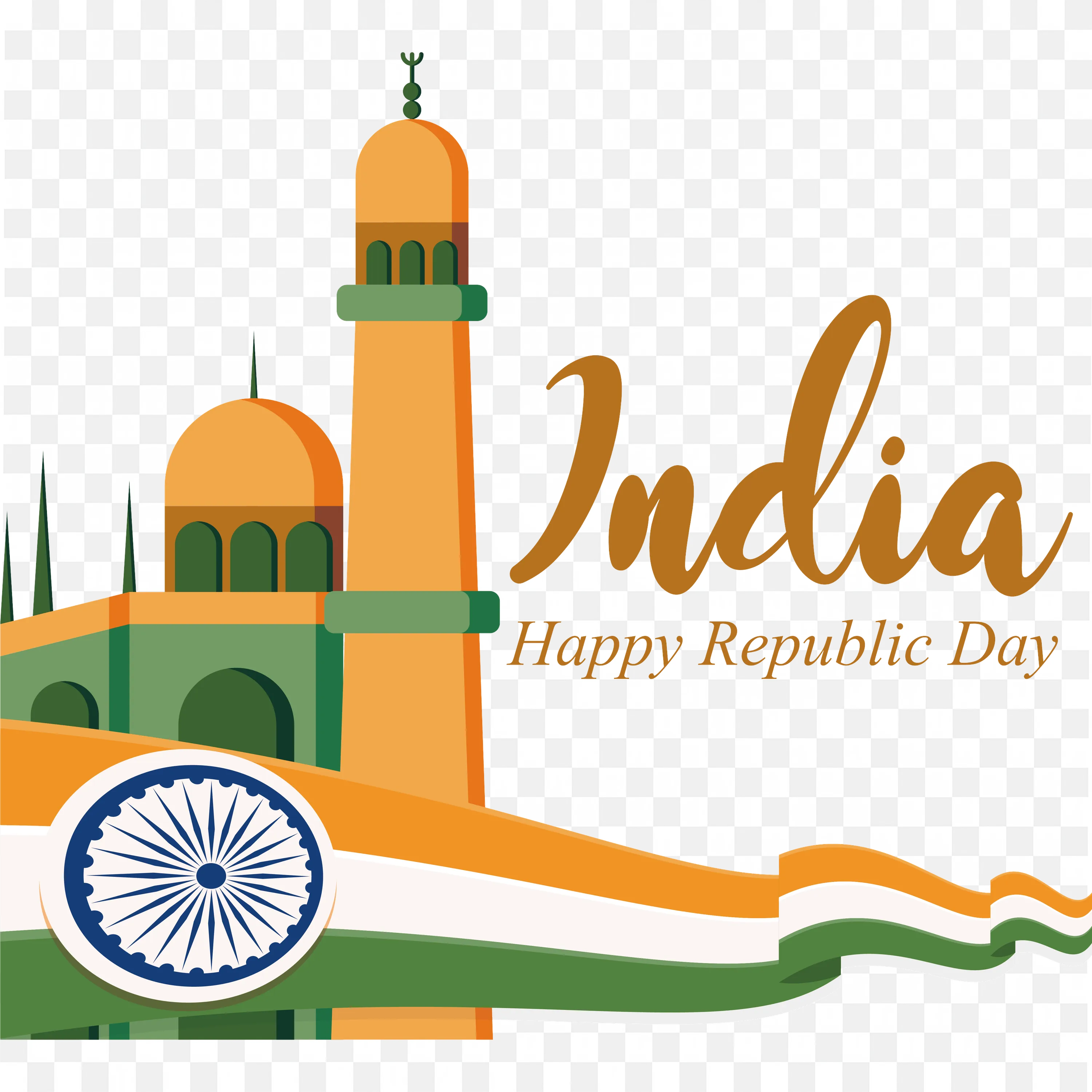 Round 3D Indian Flag Button with Saffron White Green Colors PNG