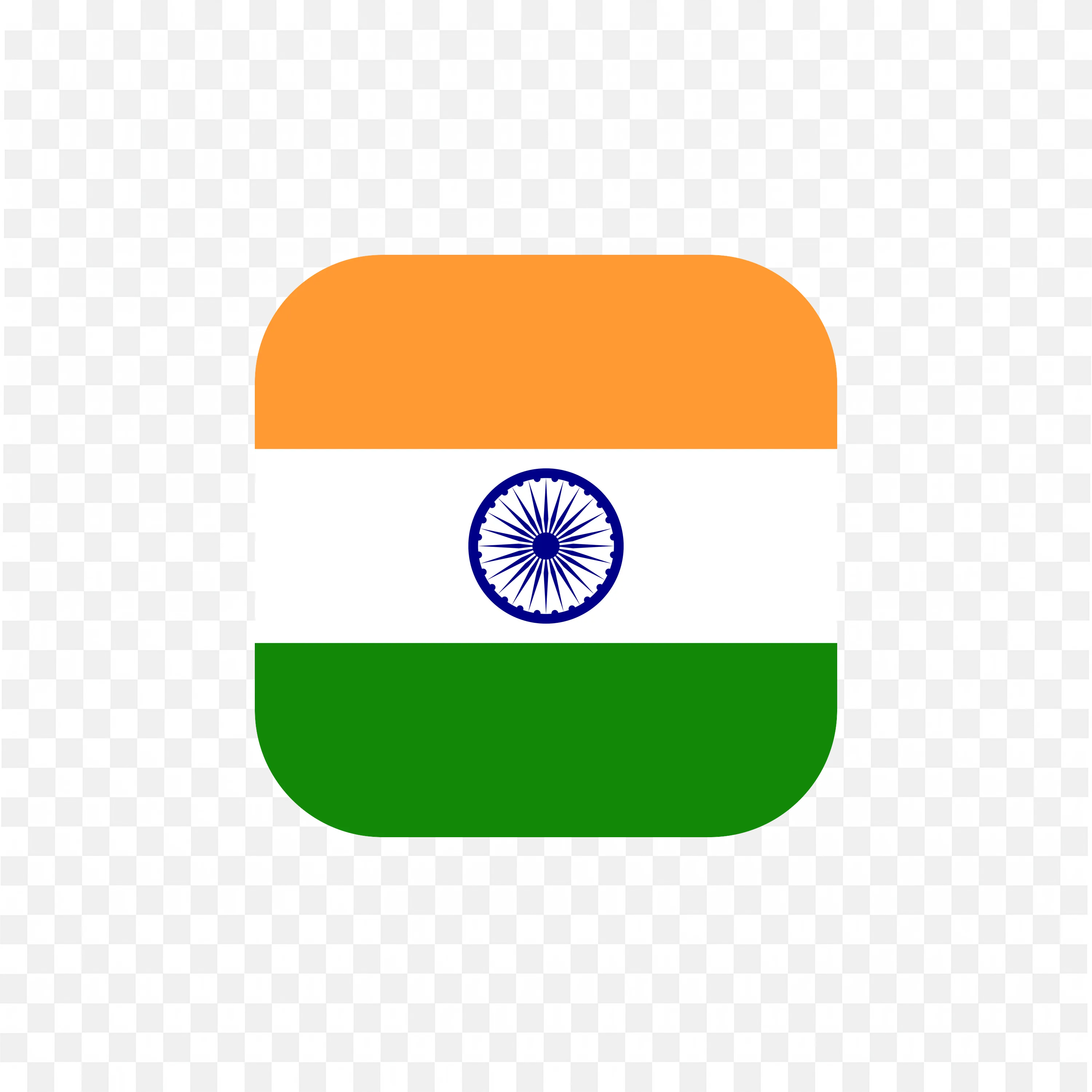 Rounded Square Indian Flag with Ashoka Chakra PNG