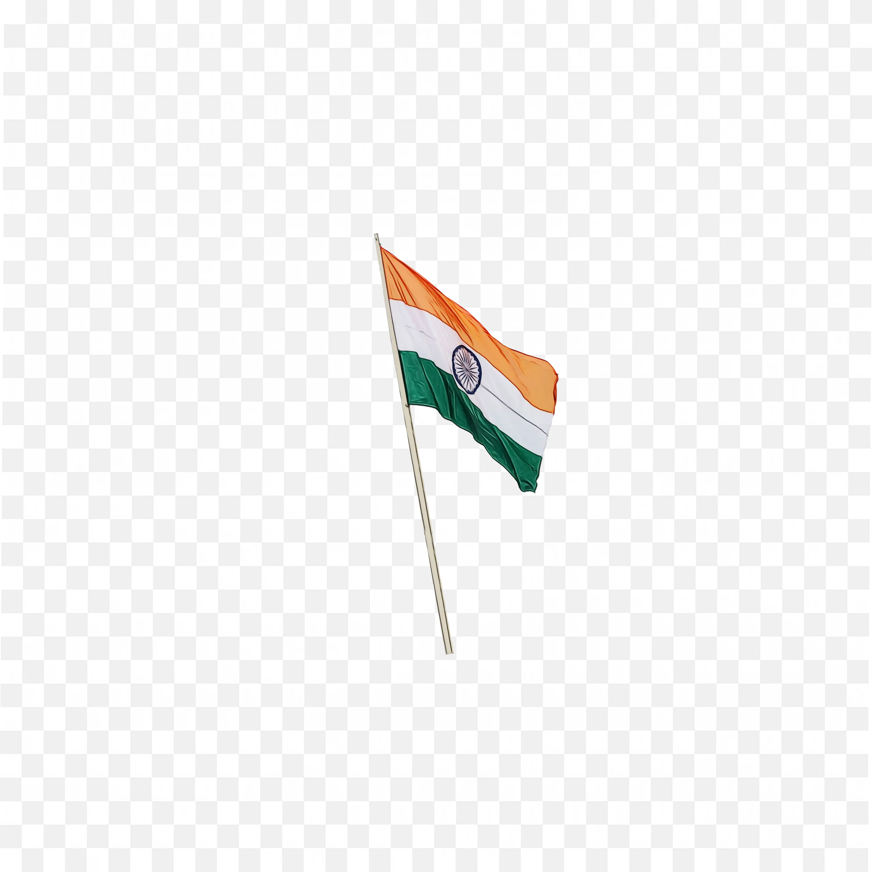 Single Waving Indian Flag in Minimalist Clean Style
