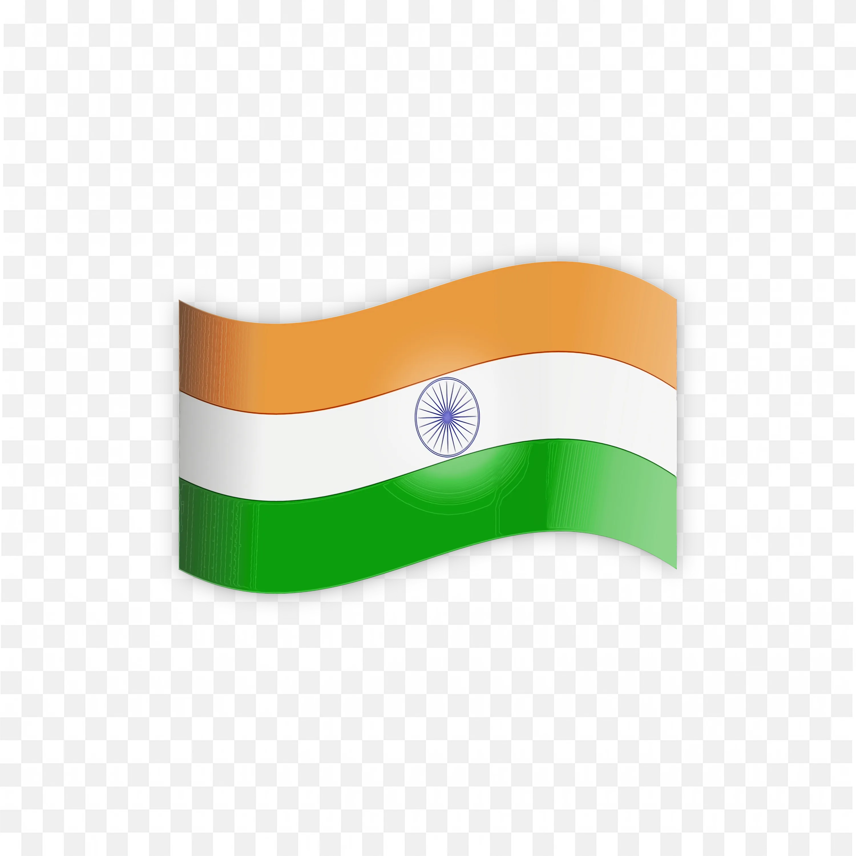 Smooth Curved Indian Flag with Saffron White and Green Colors