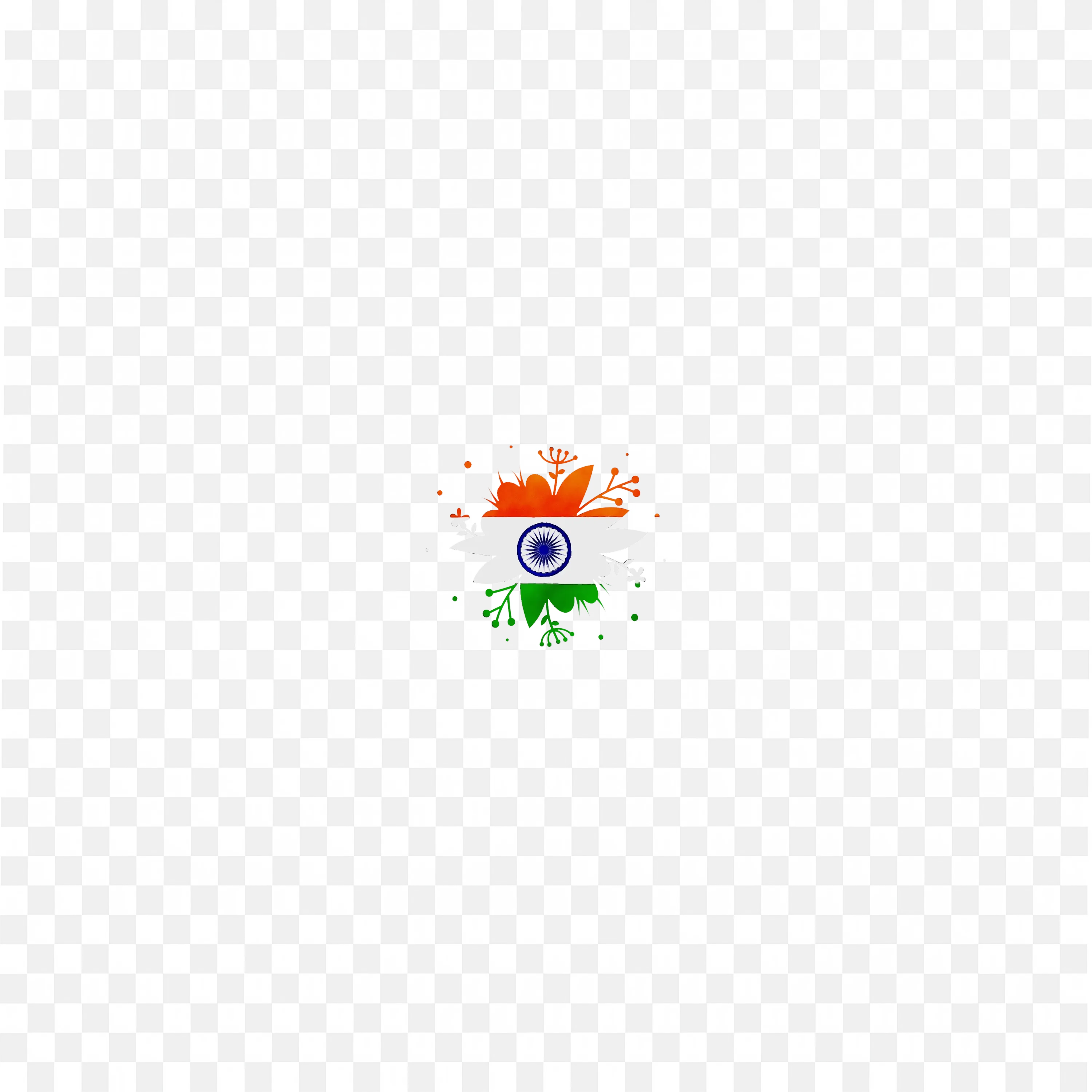 Splatter Paint Style Indian Flag with Ashoka Chakra PNG