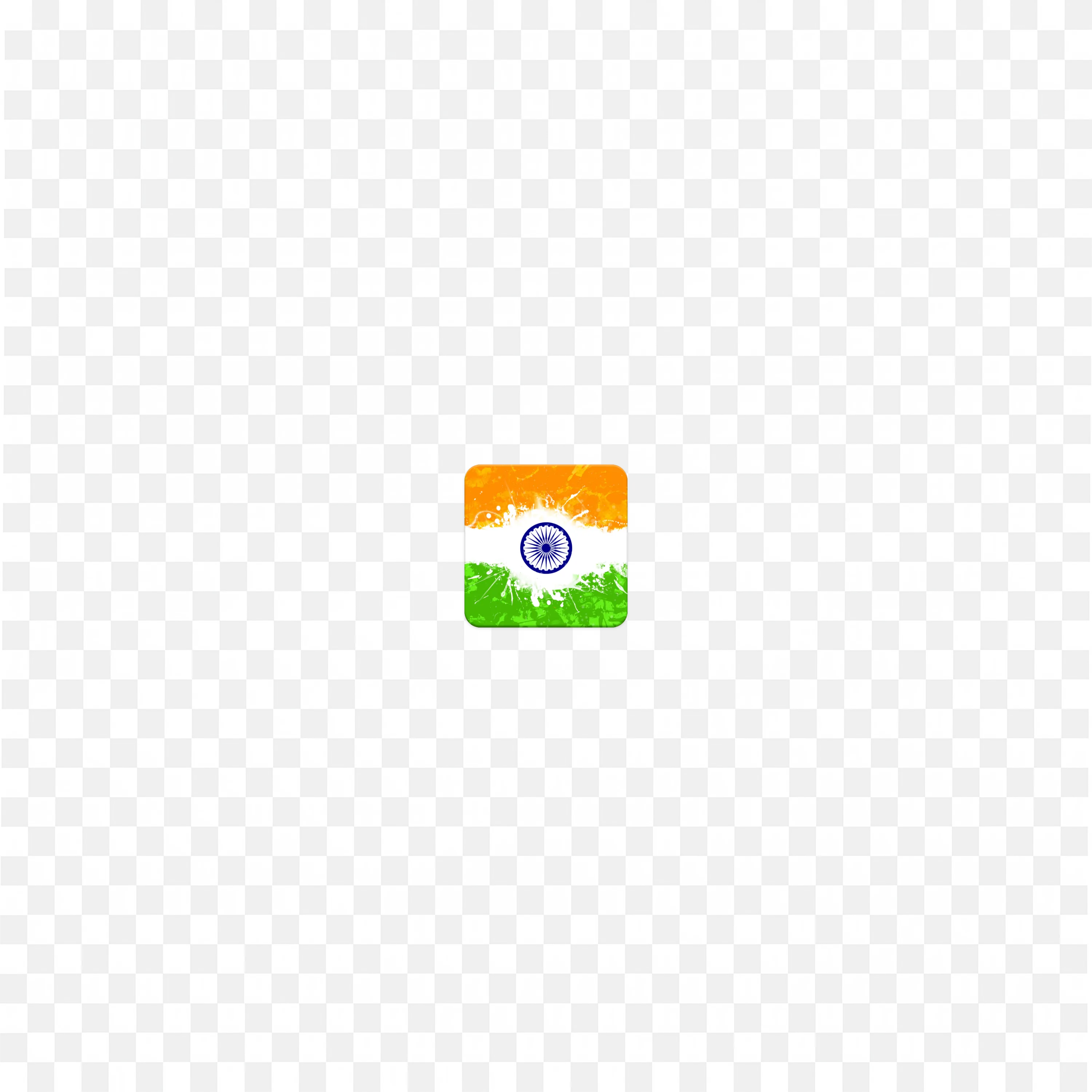 Square Indian Flag with Paintbrush Style Tricolor Background