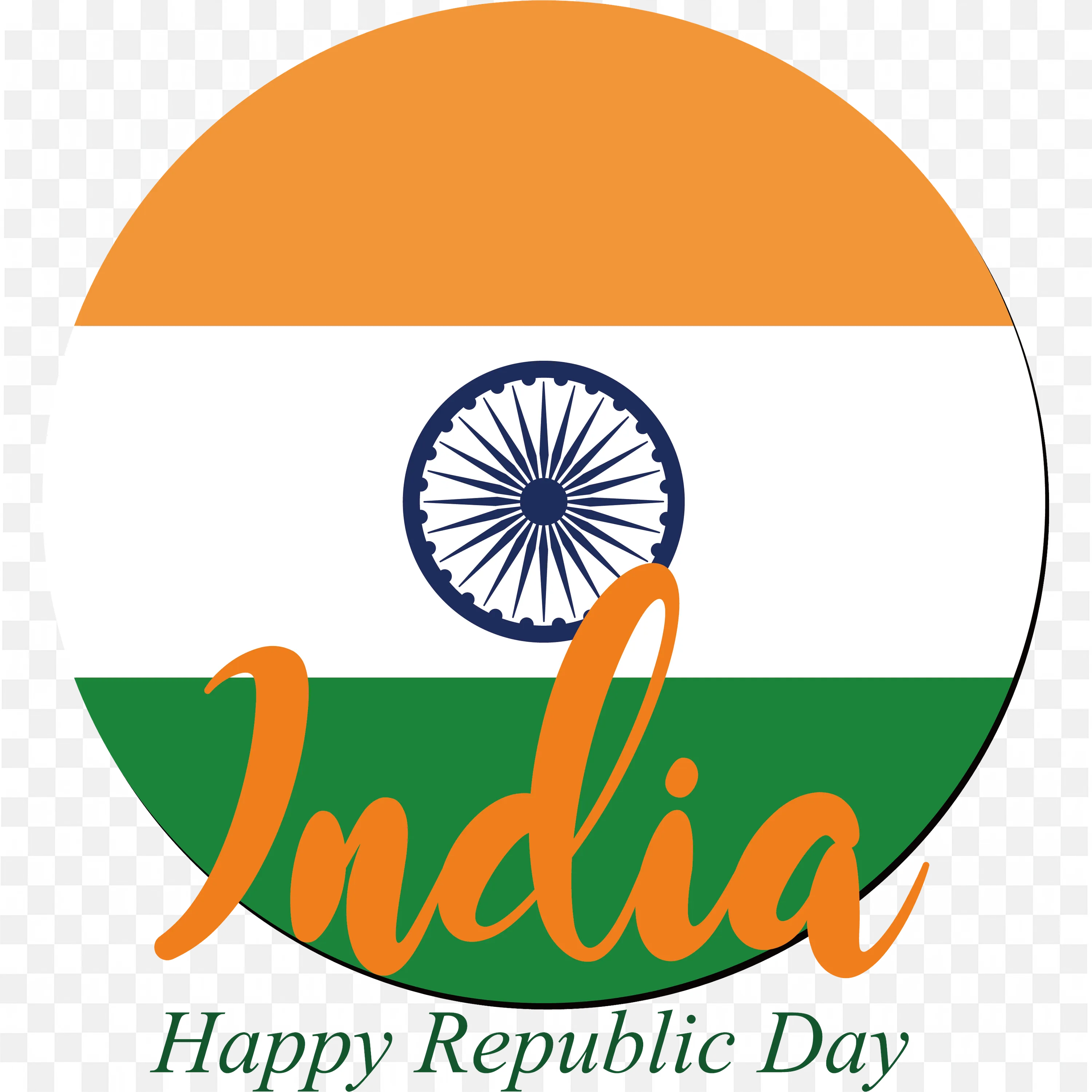 Stylized India Text with Happy Republic Day Theme Art PNG