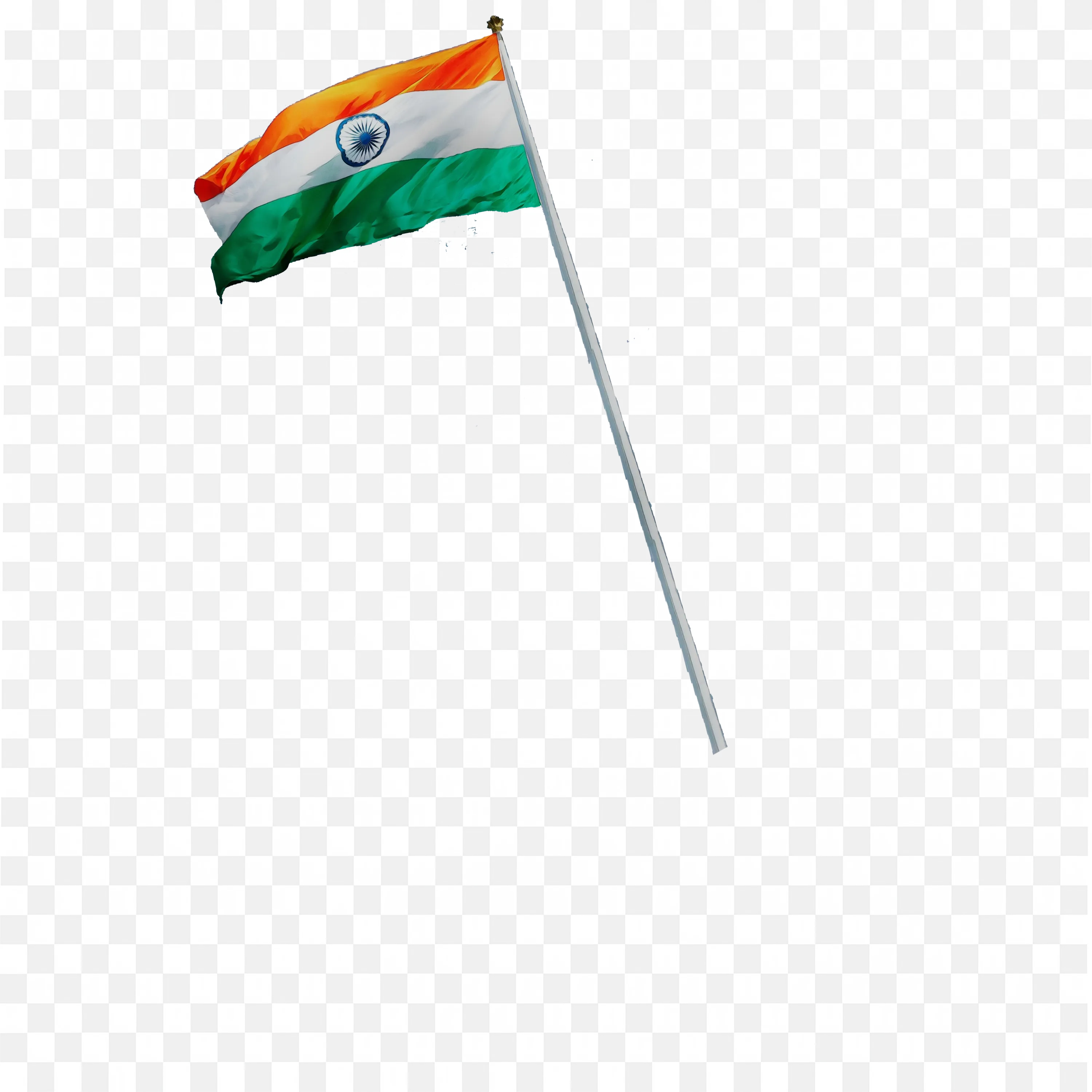 Tall Flagpole with Waving Indian Tricolor Flag Free PNG Download