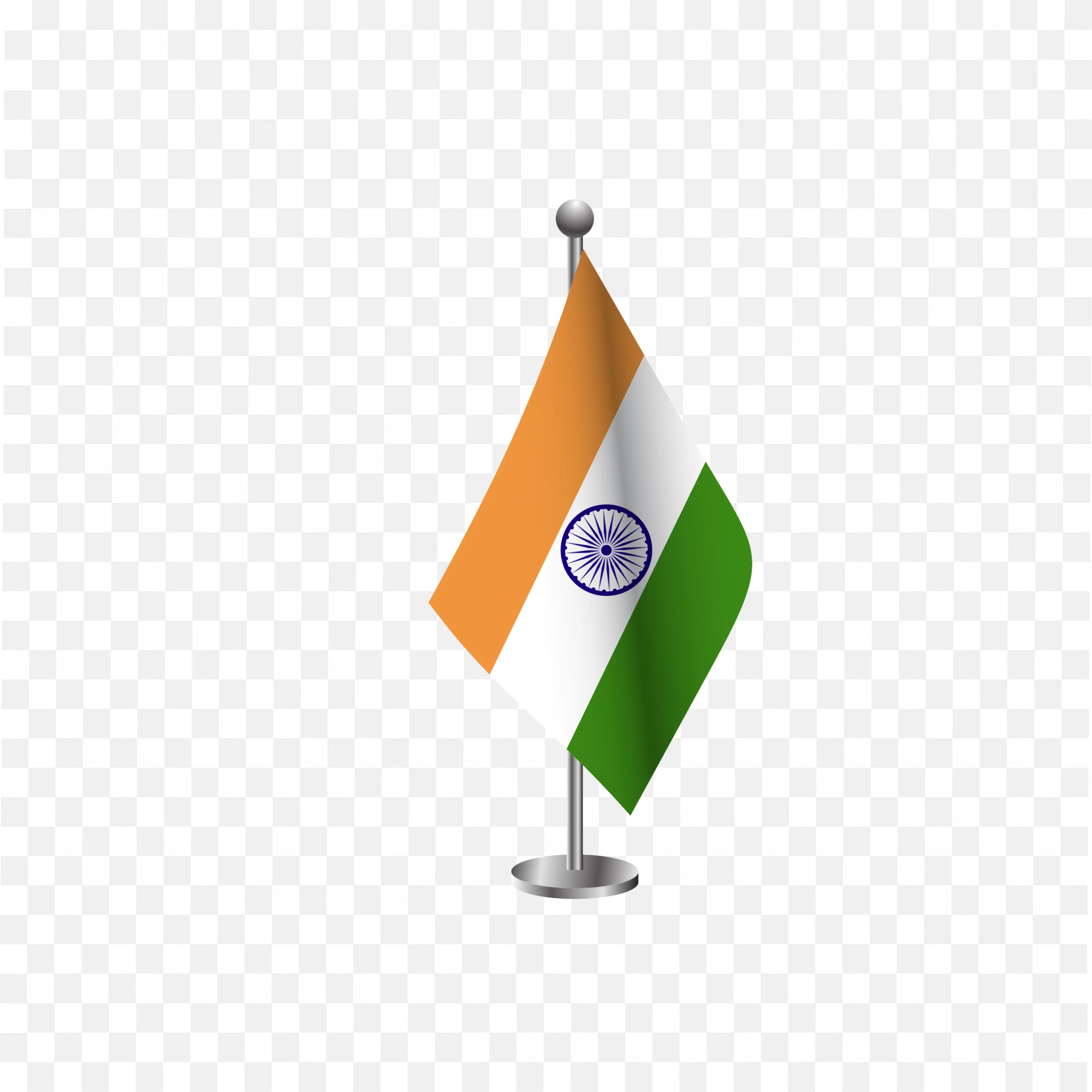 Vertical Waving Indian Flag with Ashoka Chakra PNG