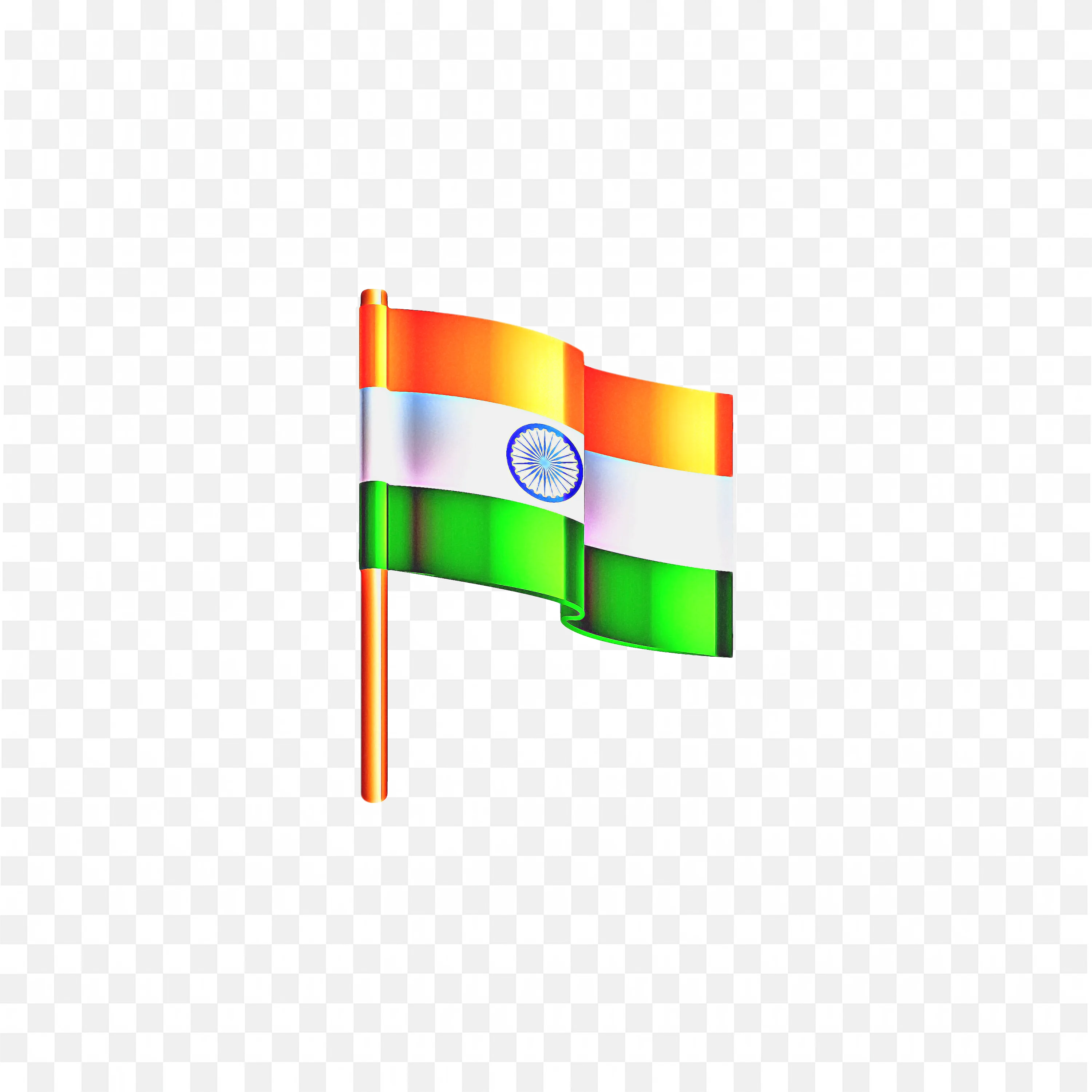 Waving Fabric Indian Flag Illustration with Ashoka Chakra PNG