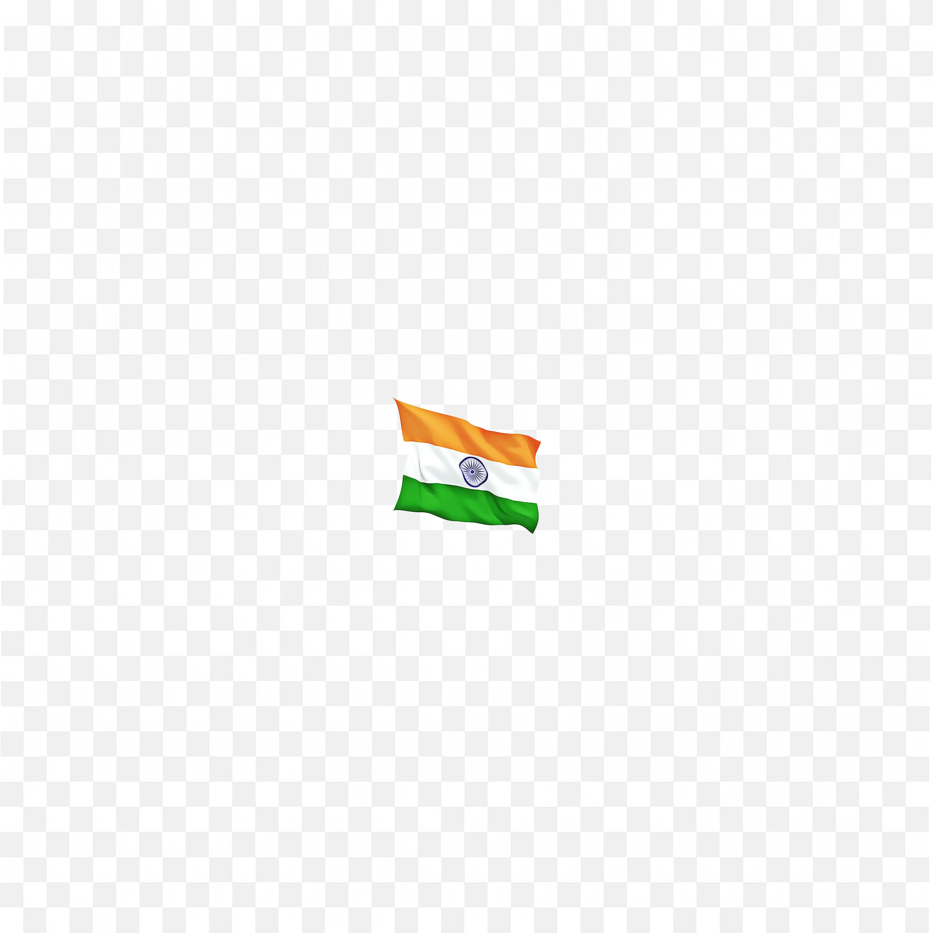 Waving Fabric Indian Flag with Blue Ashoka Chakra PNG