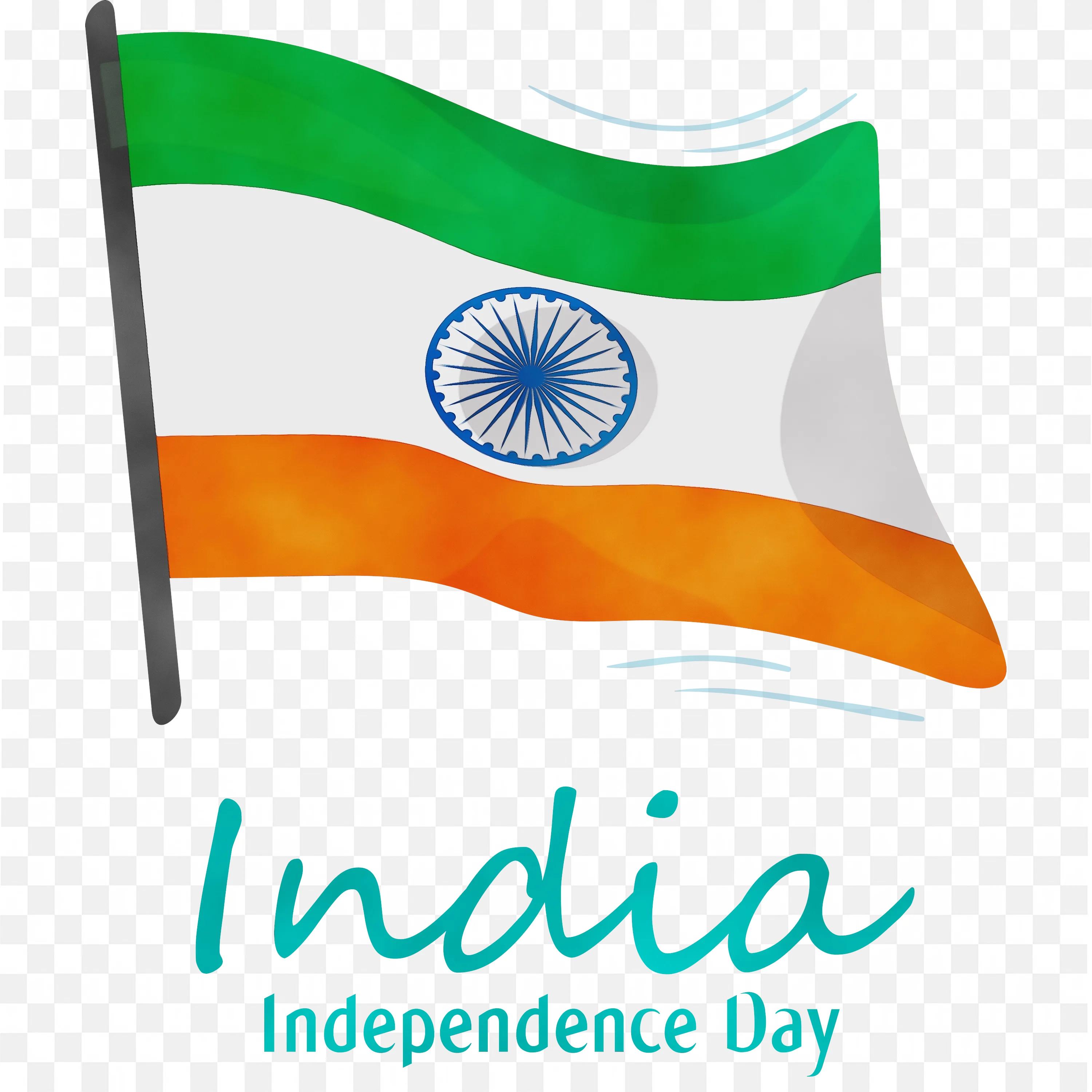 Waving Indian Flag with Ashoka Chakra for Independence Day PNG