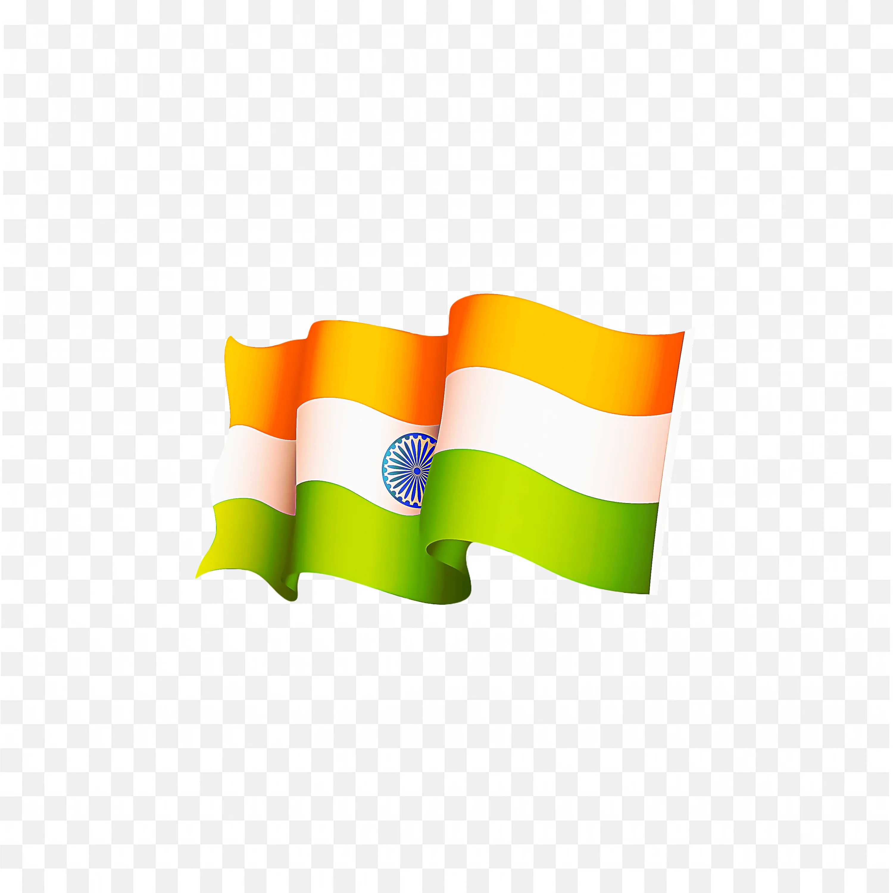 Waving Indian Flags with Tricolor and Ashoka Chakra PNG