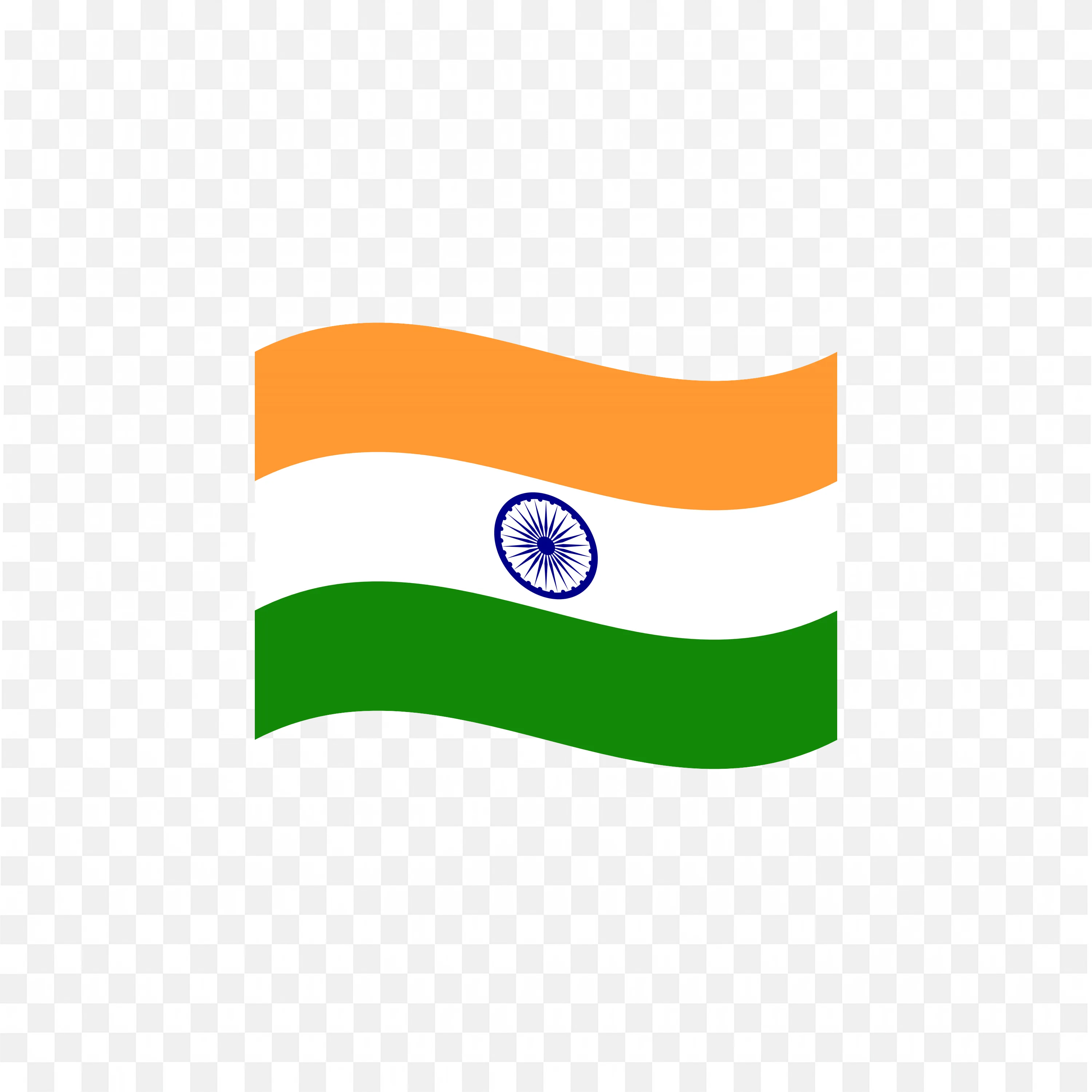 Wavy Horizontal Indian Flag with Ashoka Chakra PNG