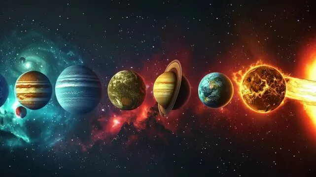 Astrology zodiac wheel with planetary symbols for the year ahead predictions