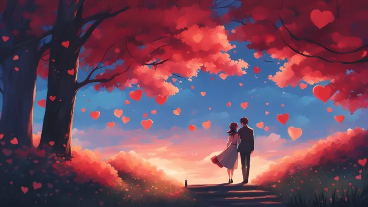 Two people playing a fun relationship game with hearts and notes