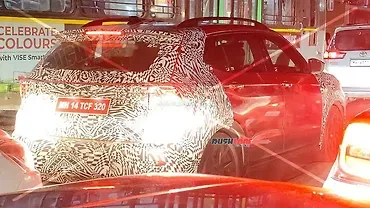 Skoda Kushaq facelift spied testing connected LED tail lights