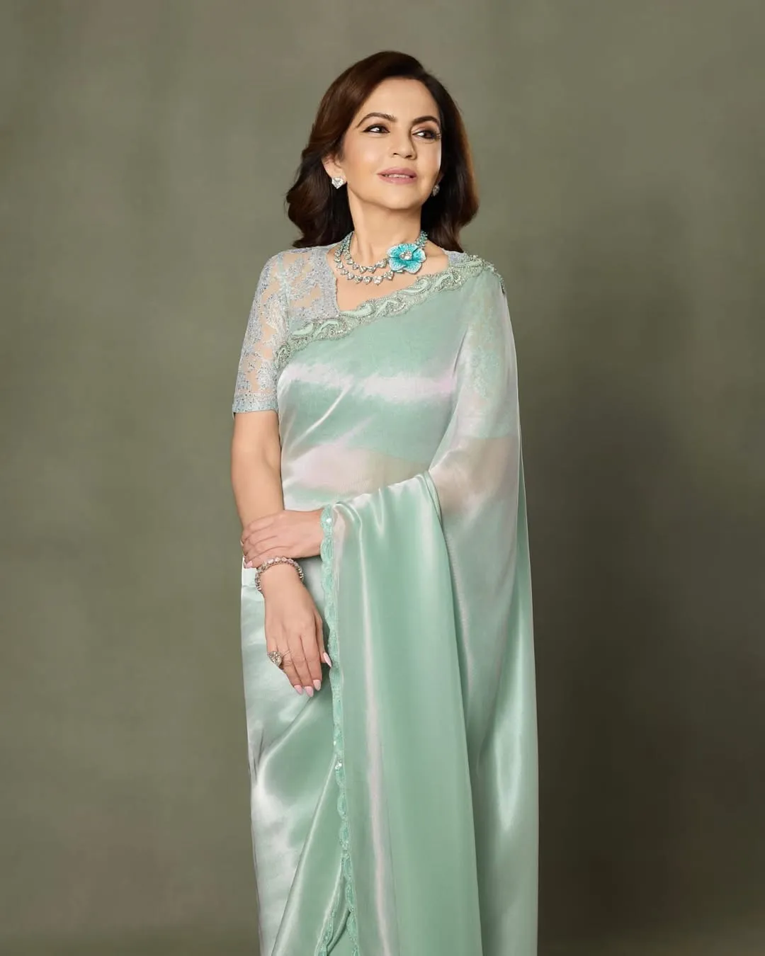 Nita Ambani Jade Green Saree
