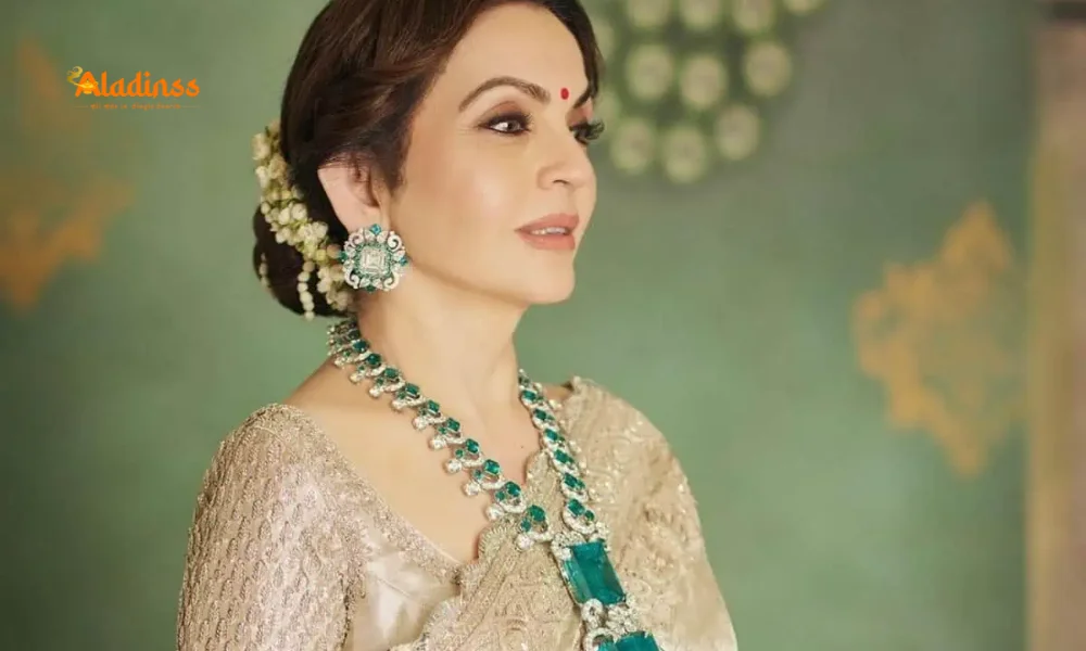 Nita Ambani Shines in Manish Malhotra’s Sculptural Floral Necklace