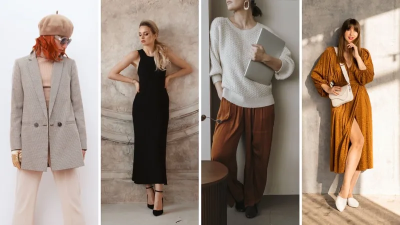 Minimalist women's fashion featuring clean lines and neutral palettes for sustainable style