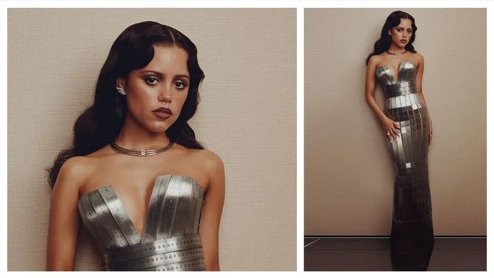 Jenna Ortega silver gown