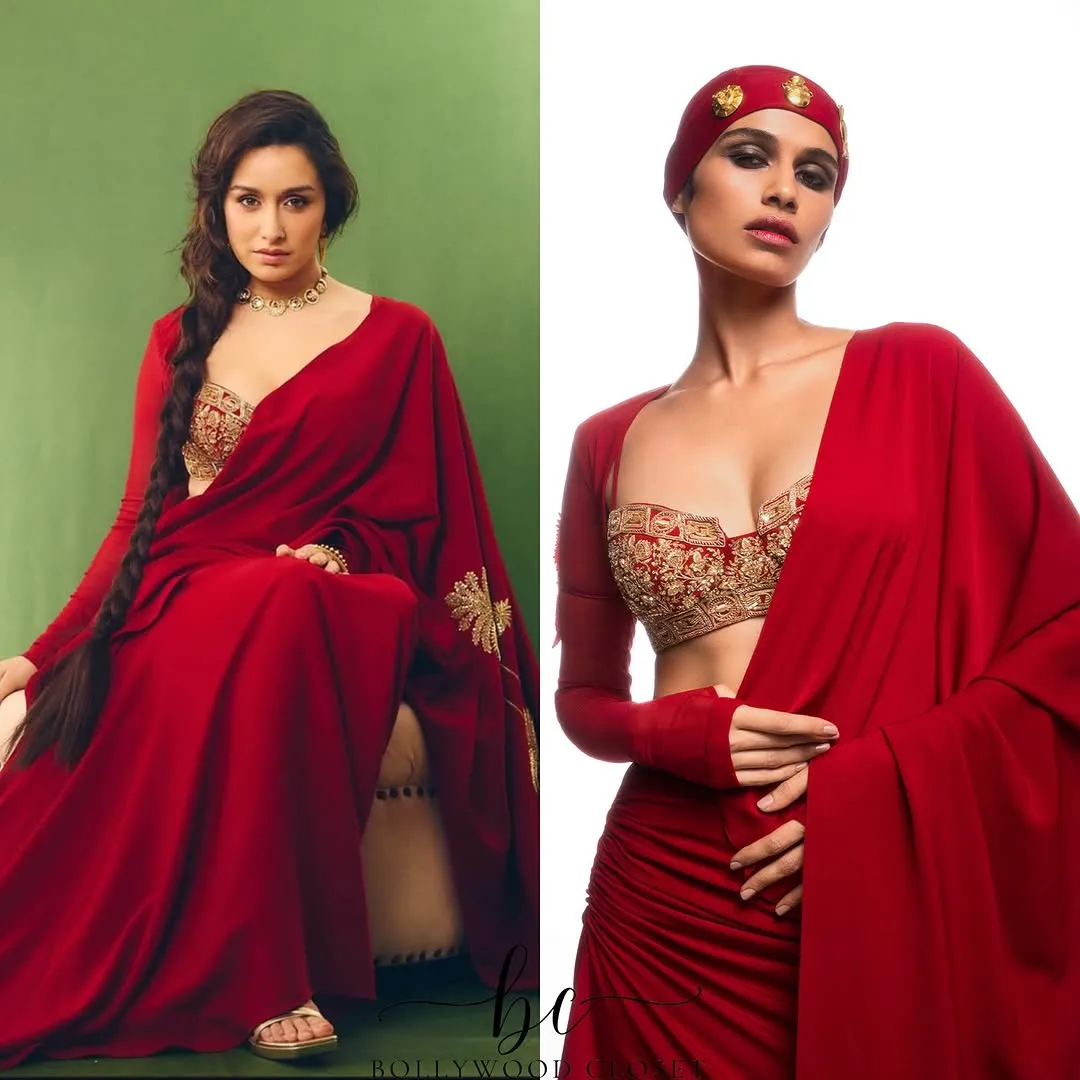 Shraddha Kapoor red saree Navratri