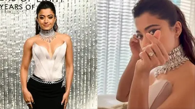Rashmika Mandanna Swarovski event red carpet