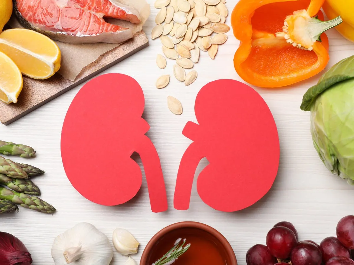 Assortment of foods for healthy kidneys