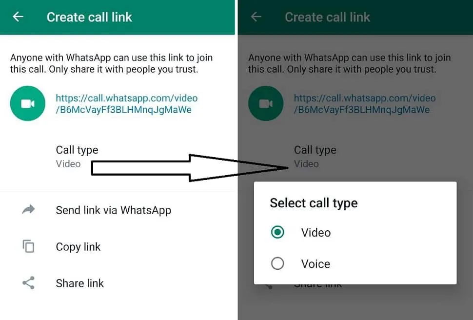 How to create WhatsApp call link for group video calls