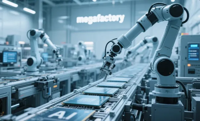 Samsung Nvidia AI megafactory with 50000 GPUs automation partnership