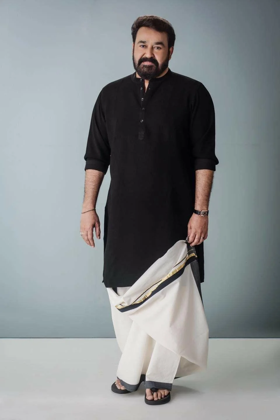 Mohanlal Black Kurta HD Image
