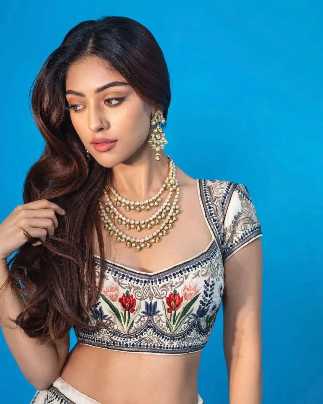 Anu Emmanuel in Elegant Embroidered Blouse HD Image