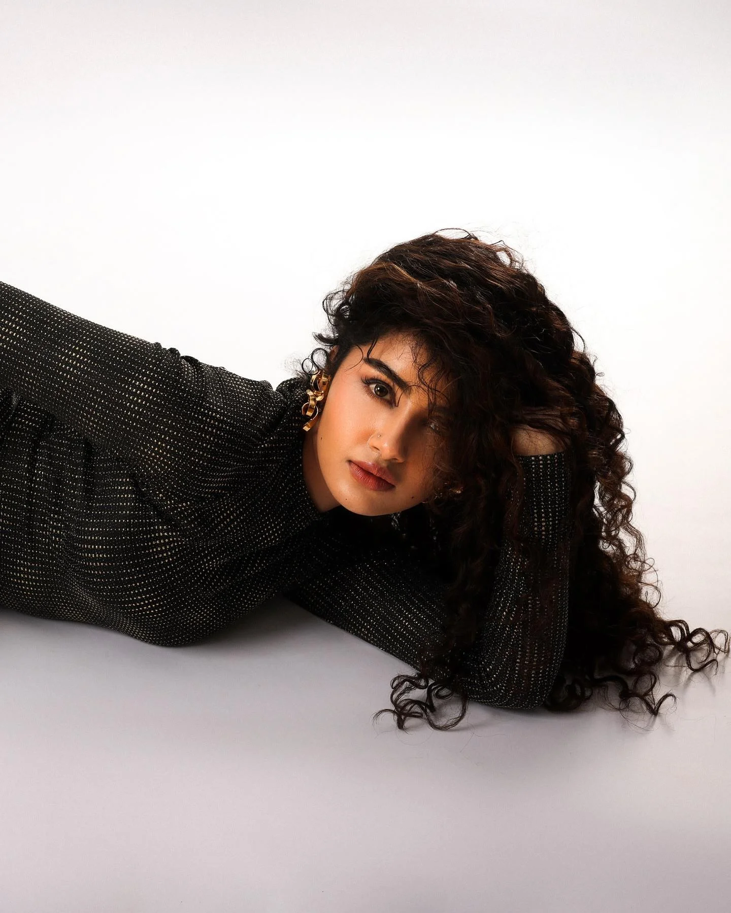 Anupama Glamorous Look in Black Designer Outfit