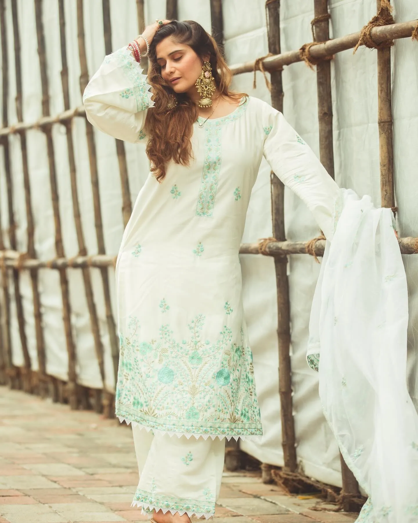 Arti Singh dressed in elegant white traditional attire image